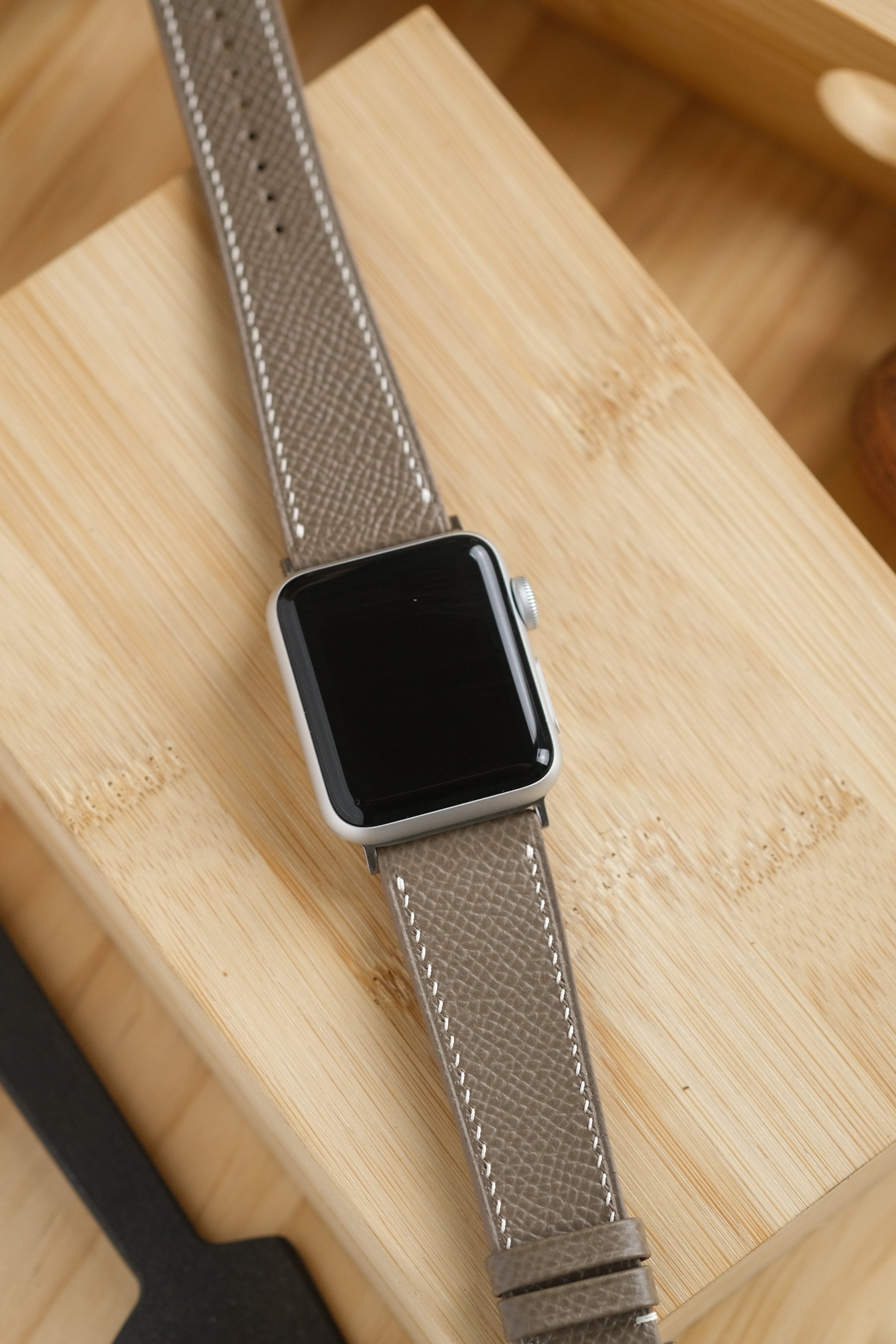 Taupe Epsom Calfskin Apple Watch Strap