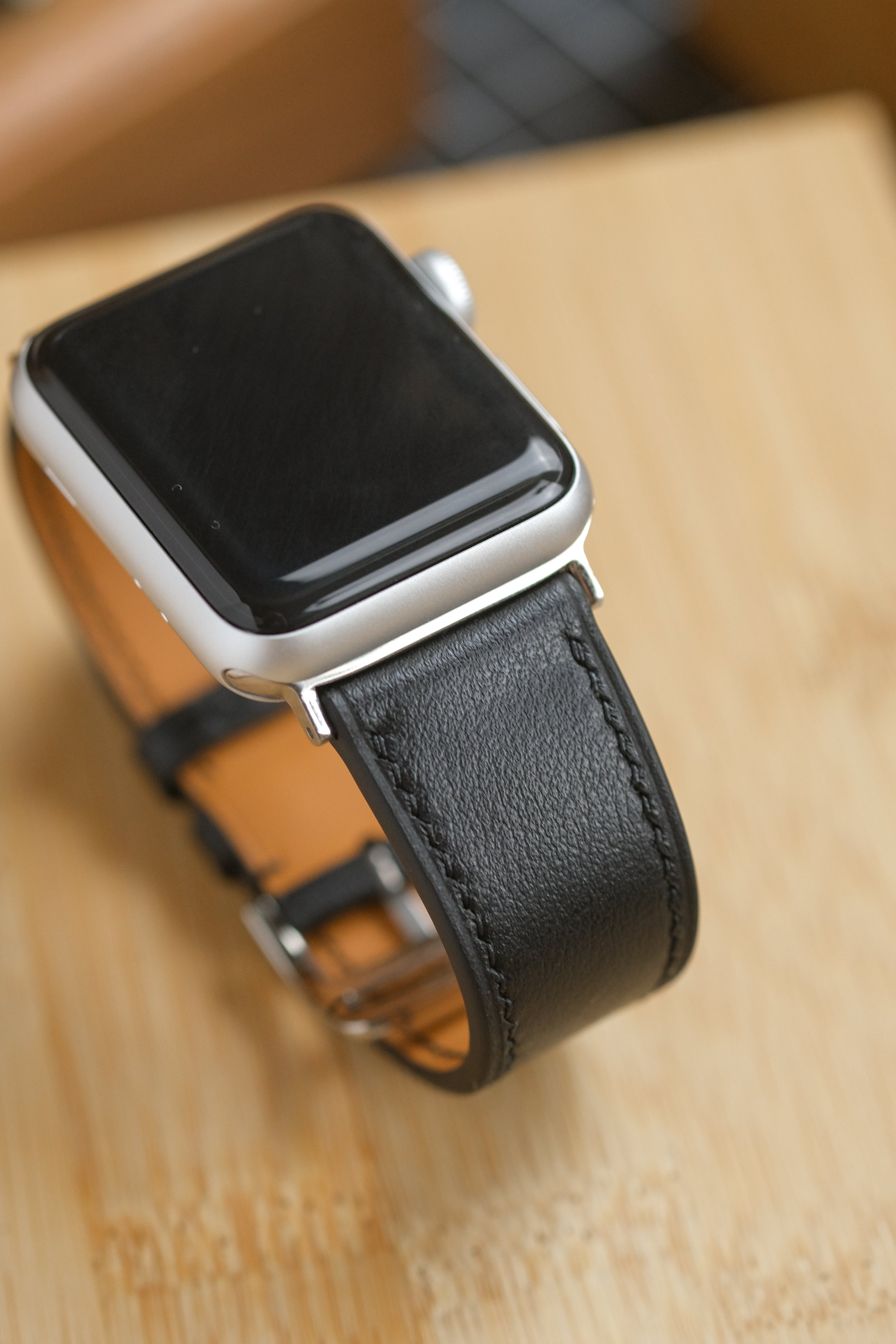 Black Swift Italian Calfskin Apple Watch Strap