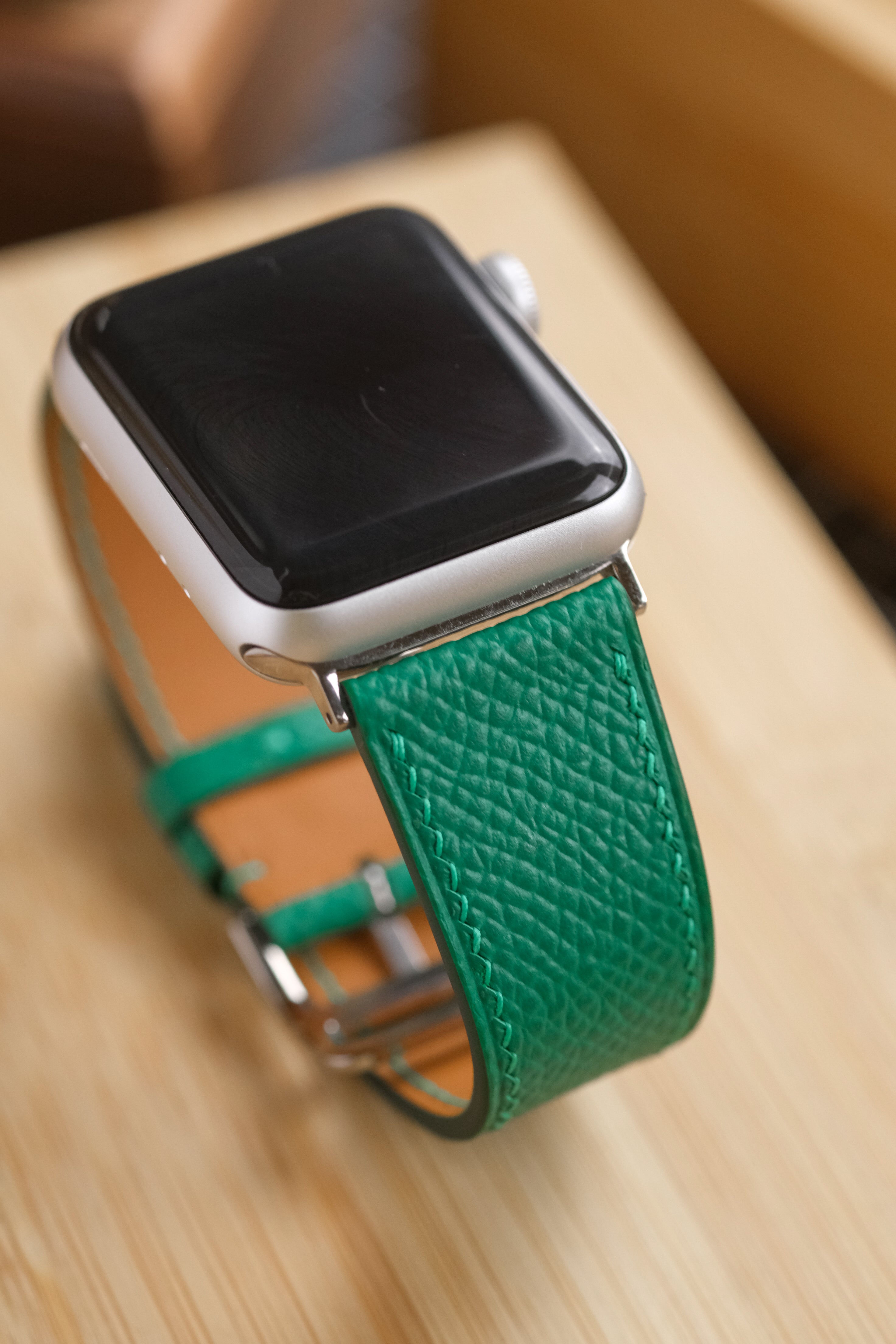 Jade Green Epsom Calfskin Apple Watch Strap