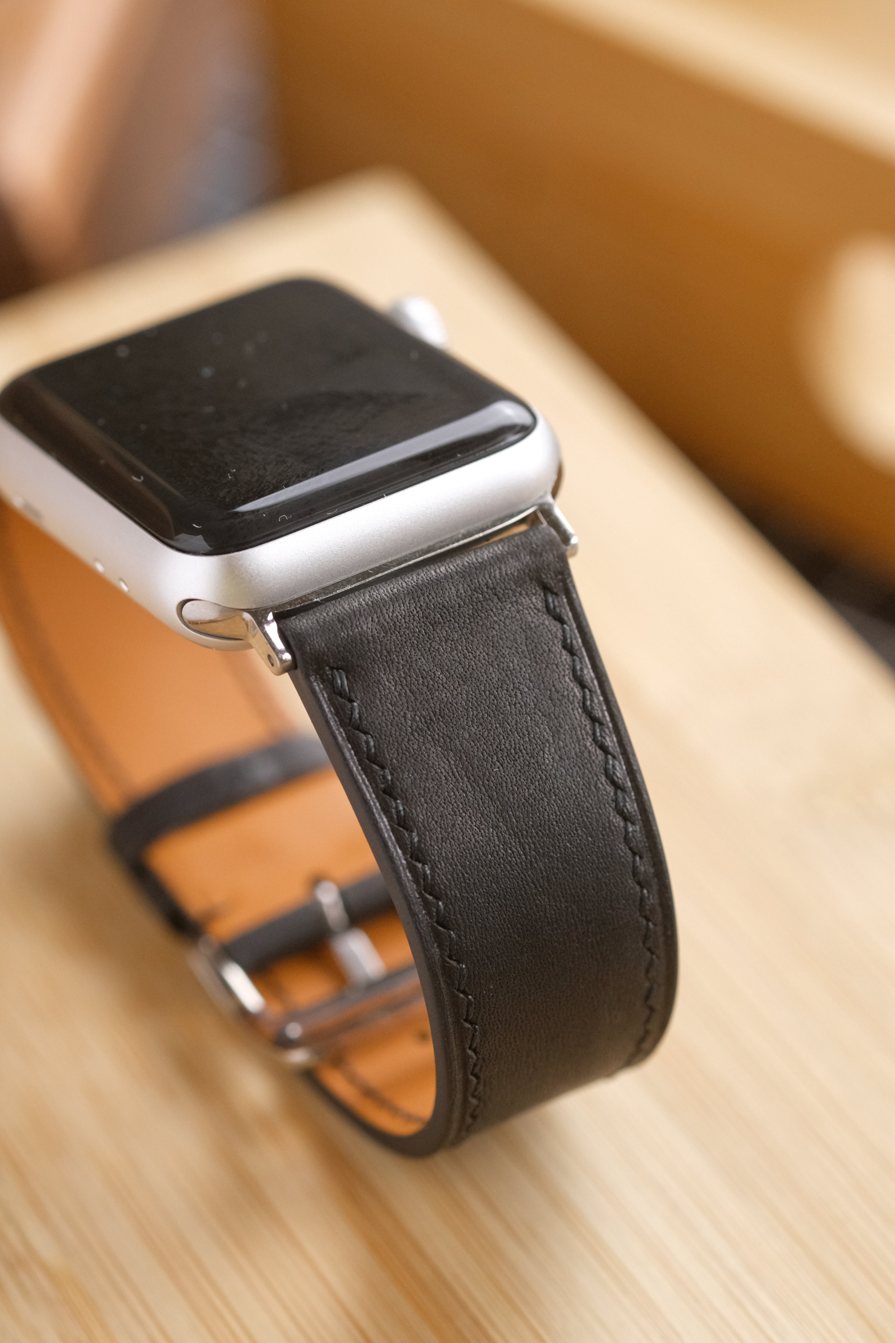 Black Novonappa French Calfskin Apple Watch Strap