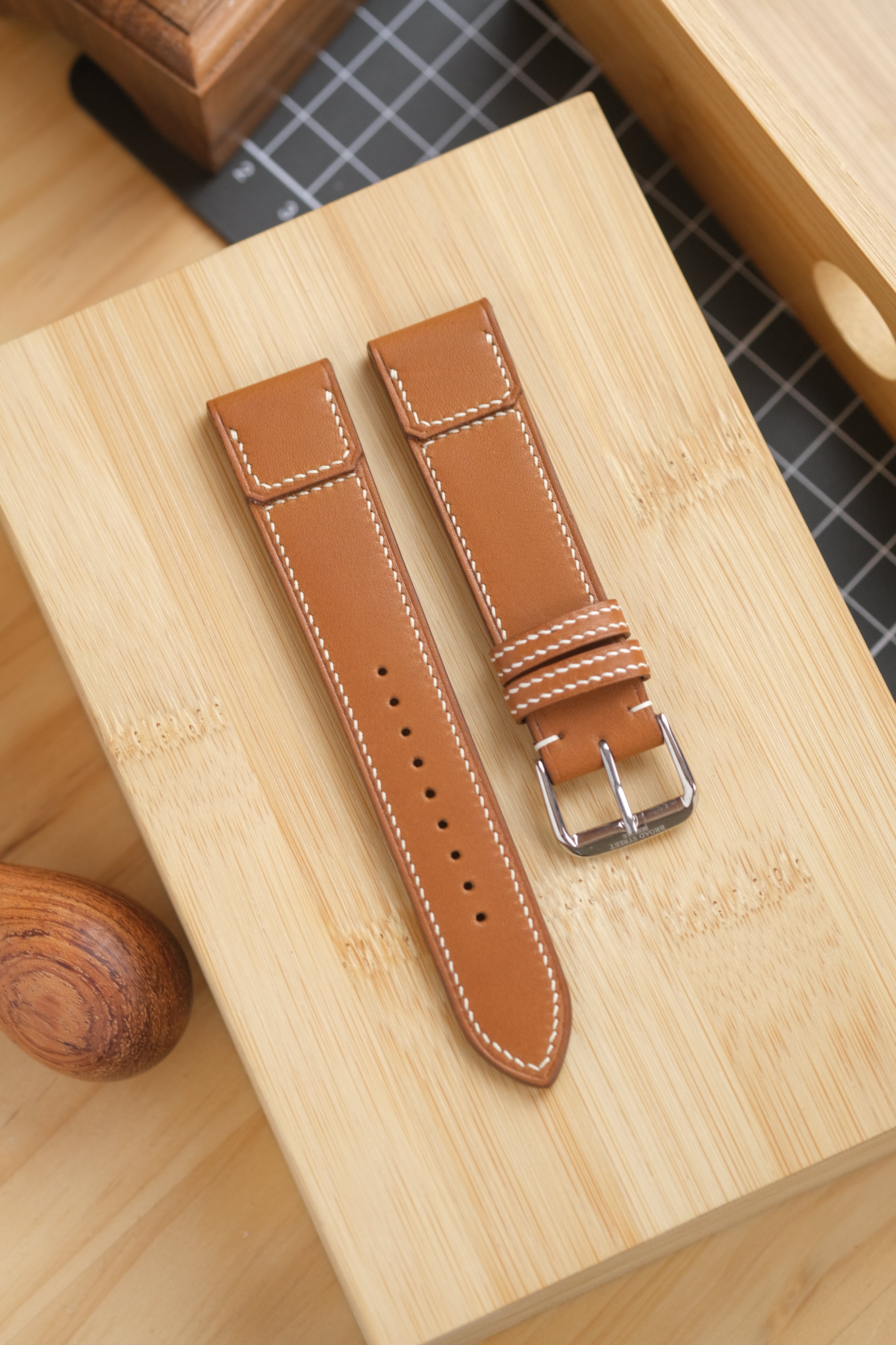 Gold Novonappa Calfskin Reverse-Folded Strap