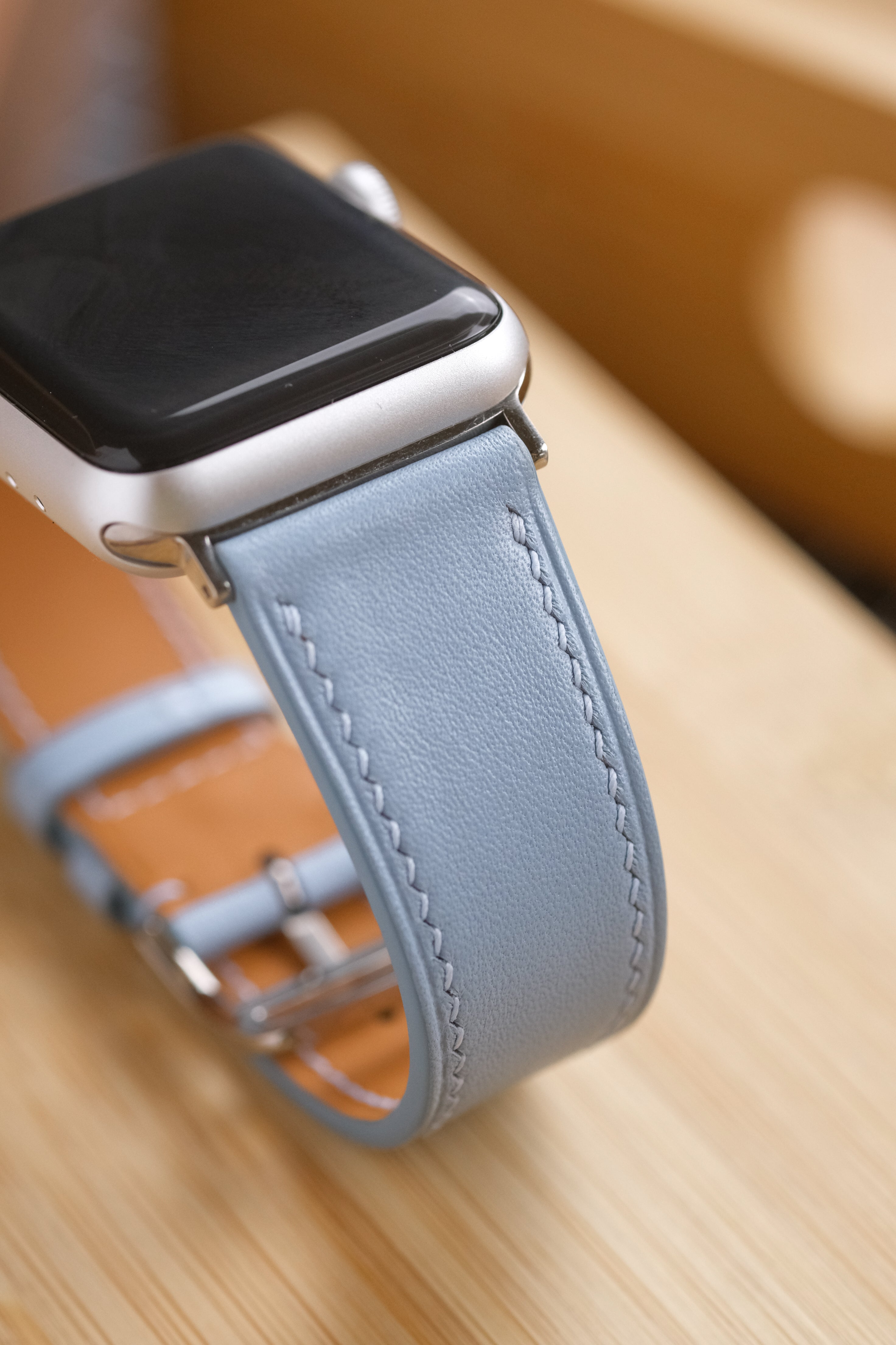 Lin Bleu Swift Italian Calfskin Apple Watch Strap