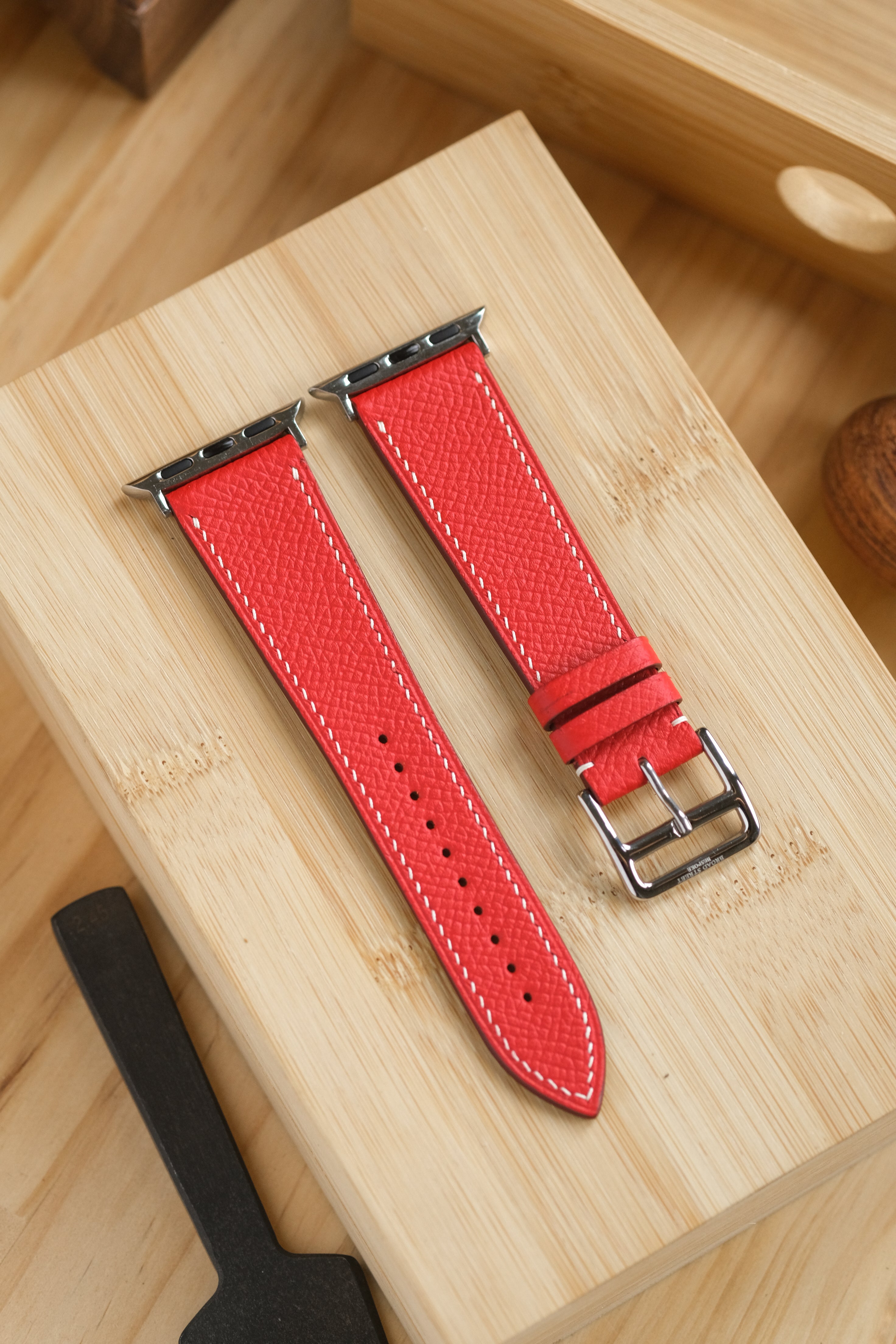 Red Epsom Calfskin Apple Watch Strap