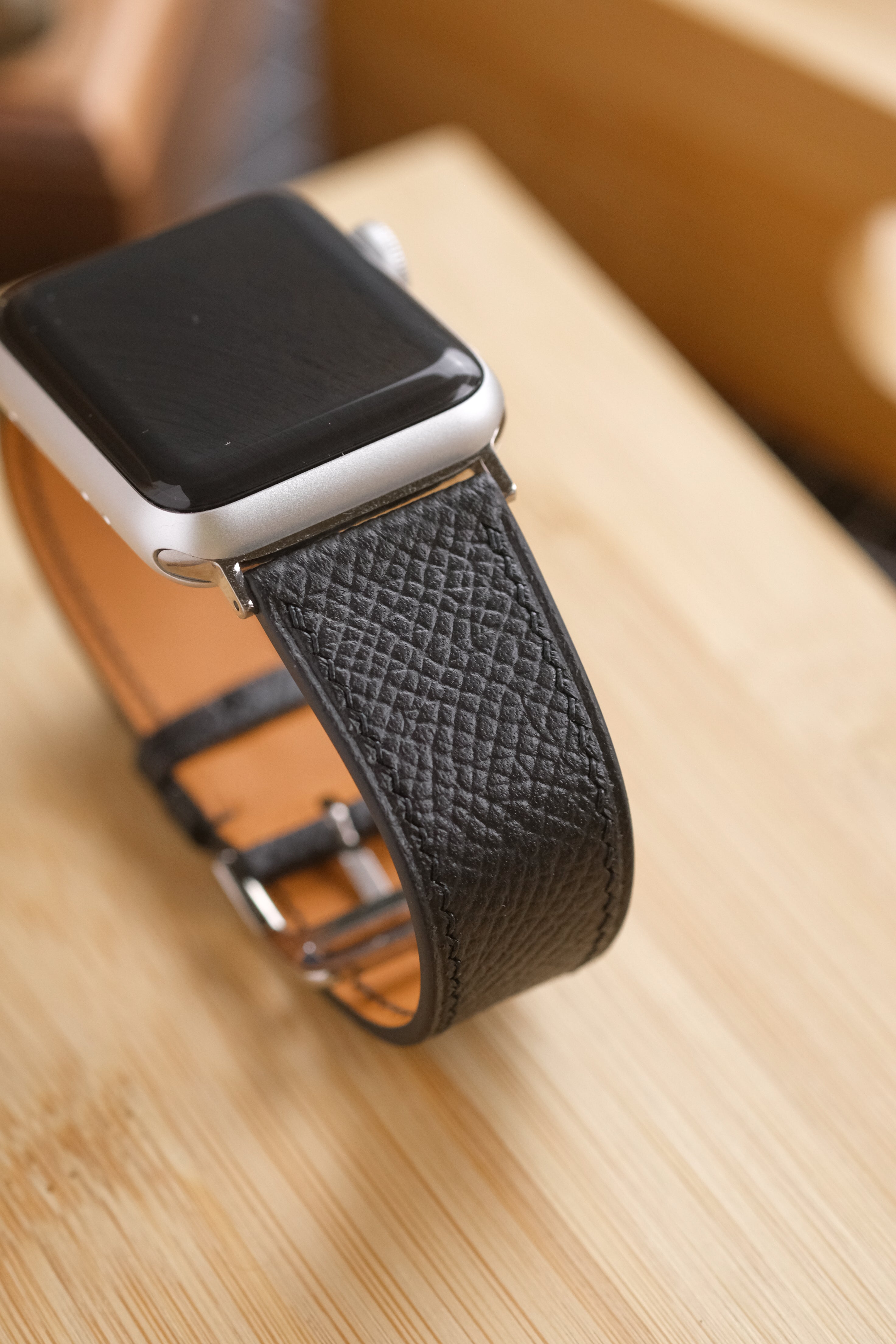 Black Epsom Calfskin Apple Watch Strap