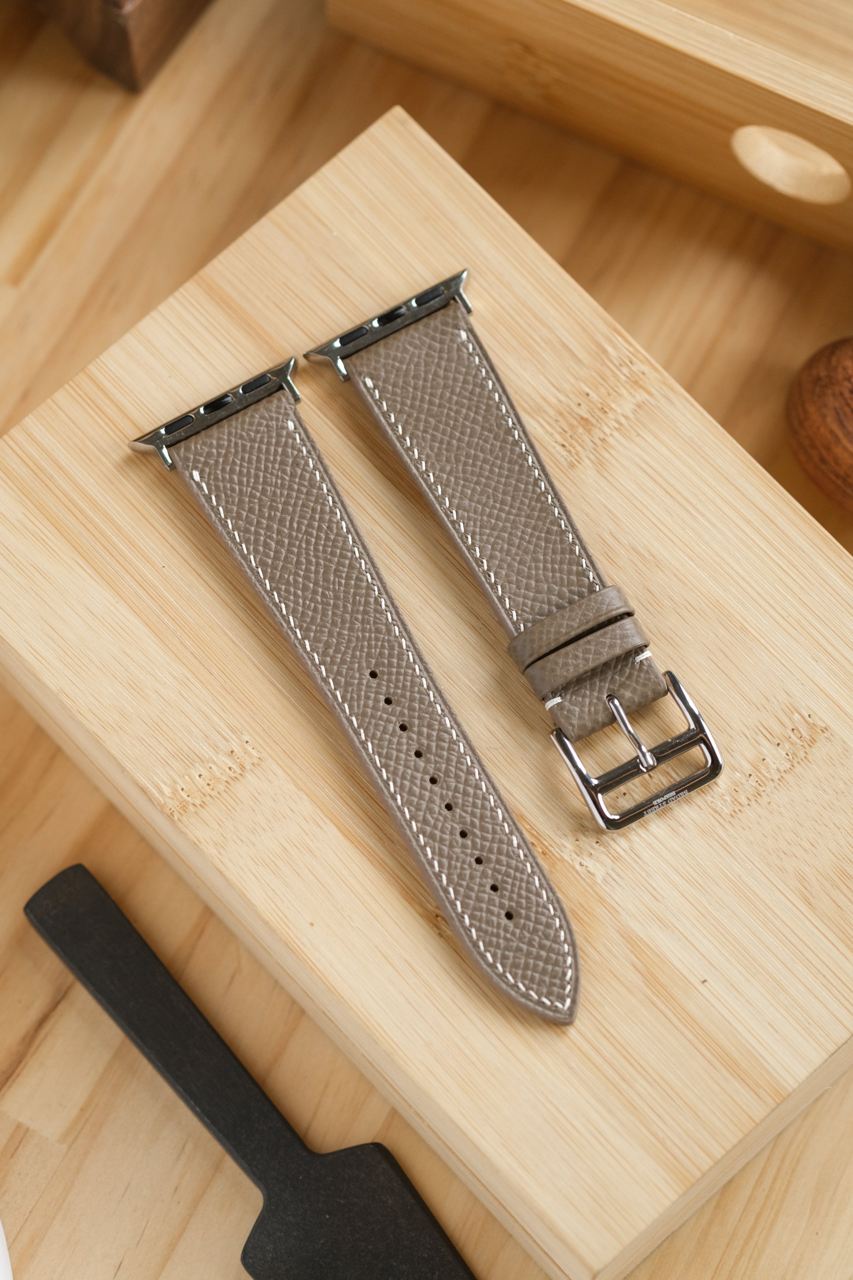 Taupe Epsom Calfskin Apple Watch Strap