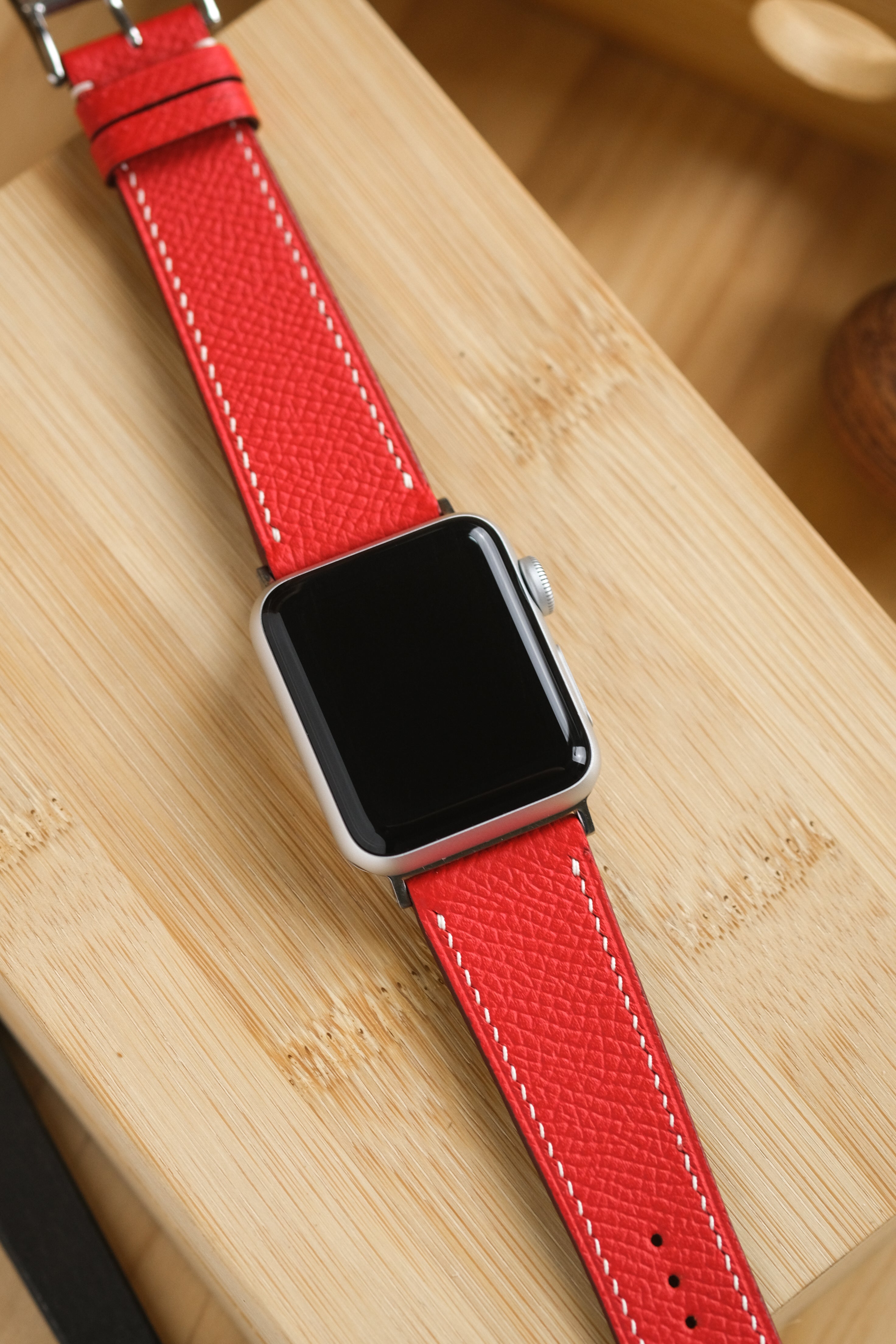 Red Epsom Calfskin Apple Watch Strap