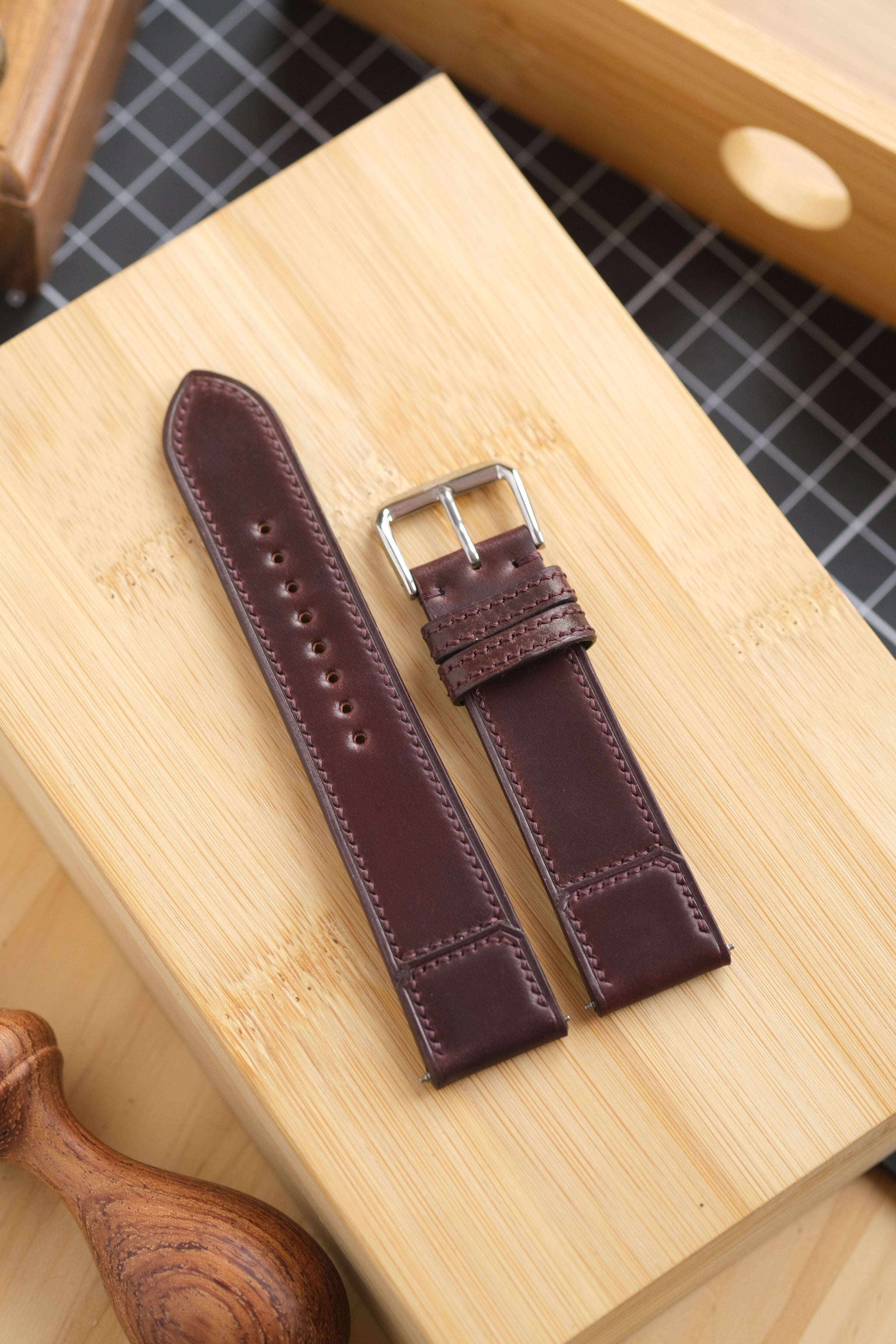 Colour #8 Shell Cordovan Reverse Folded Strap