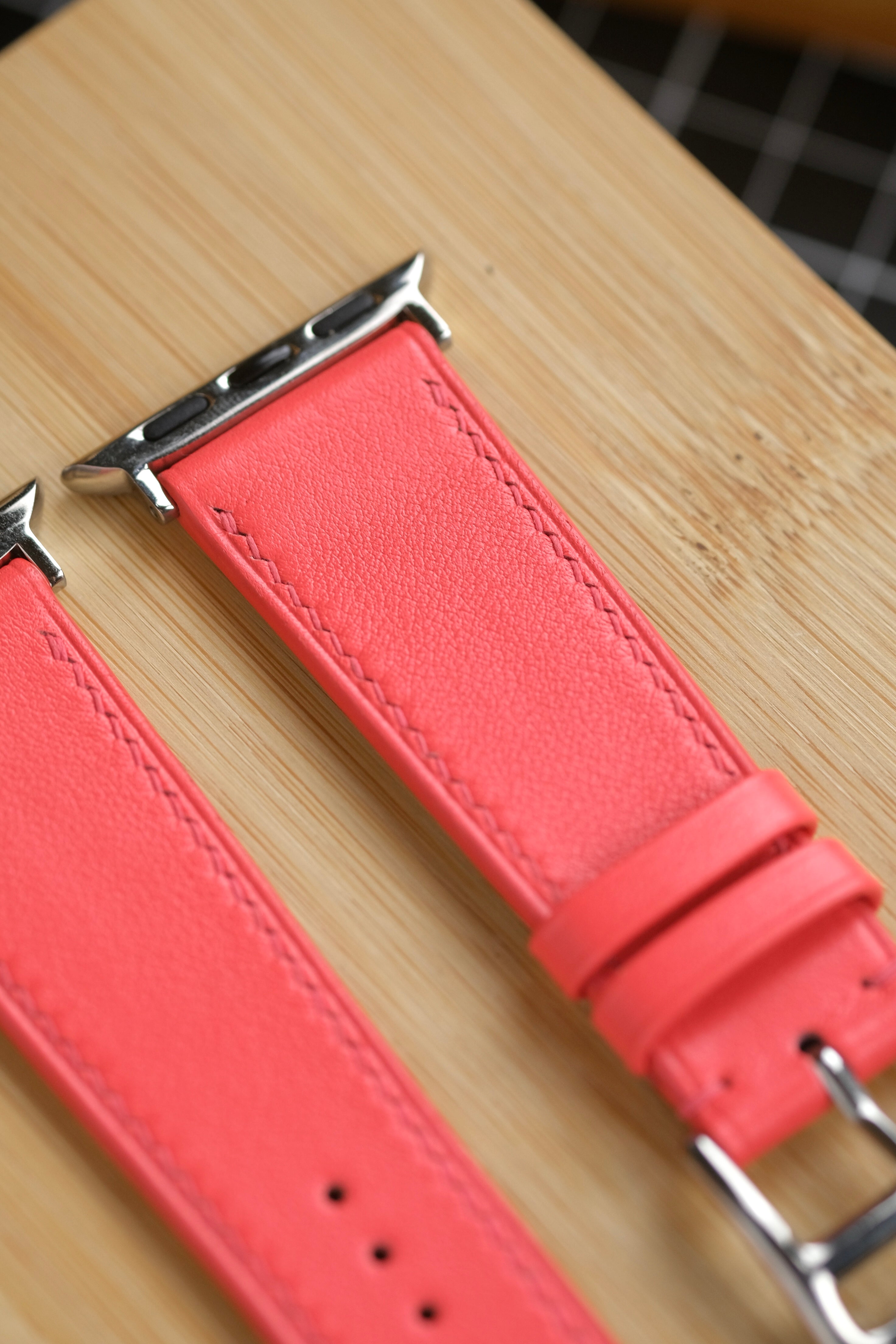 Rose Coral Swift Italian Calfskin Apple Watch Strap