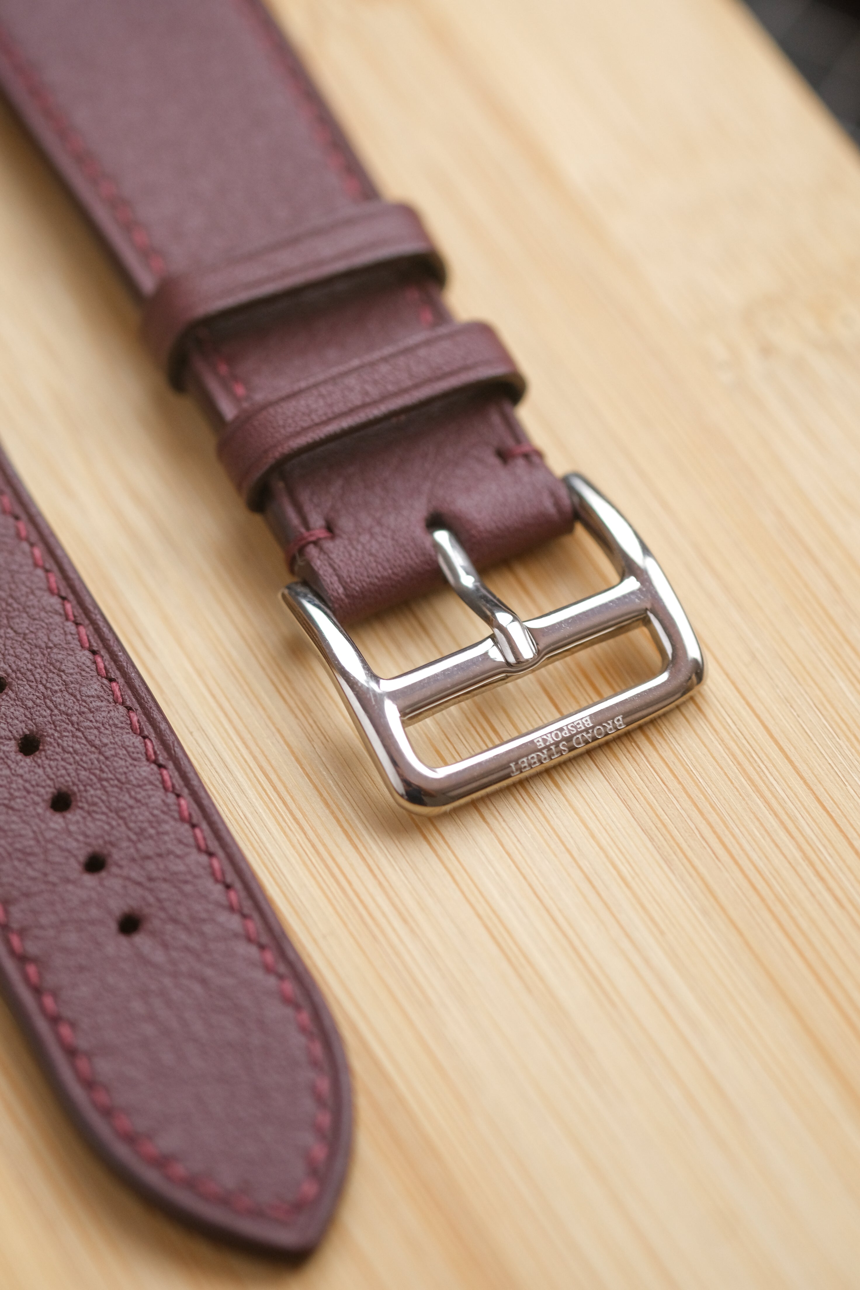 Burgundy Swift Italian Calfskin Apple Watch Strap