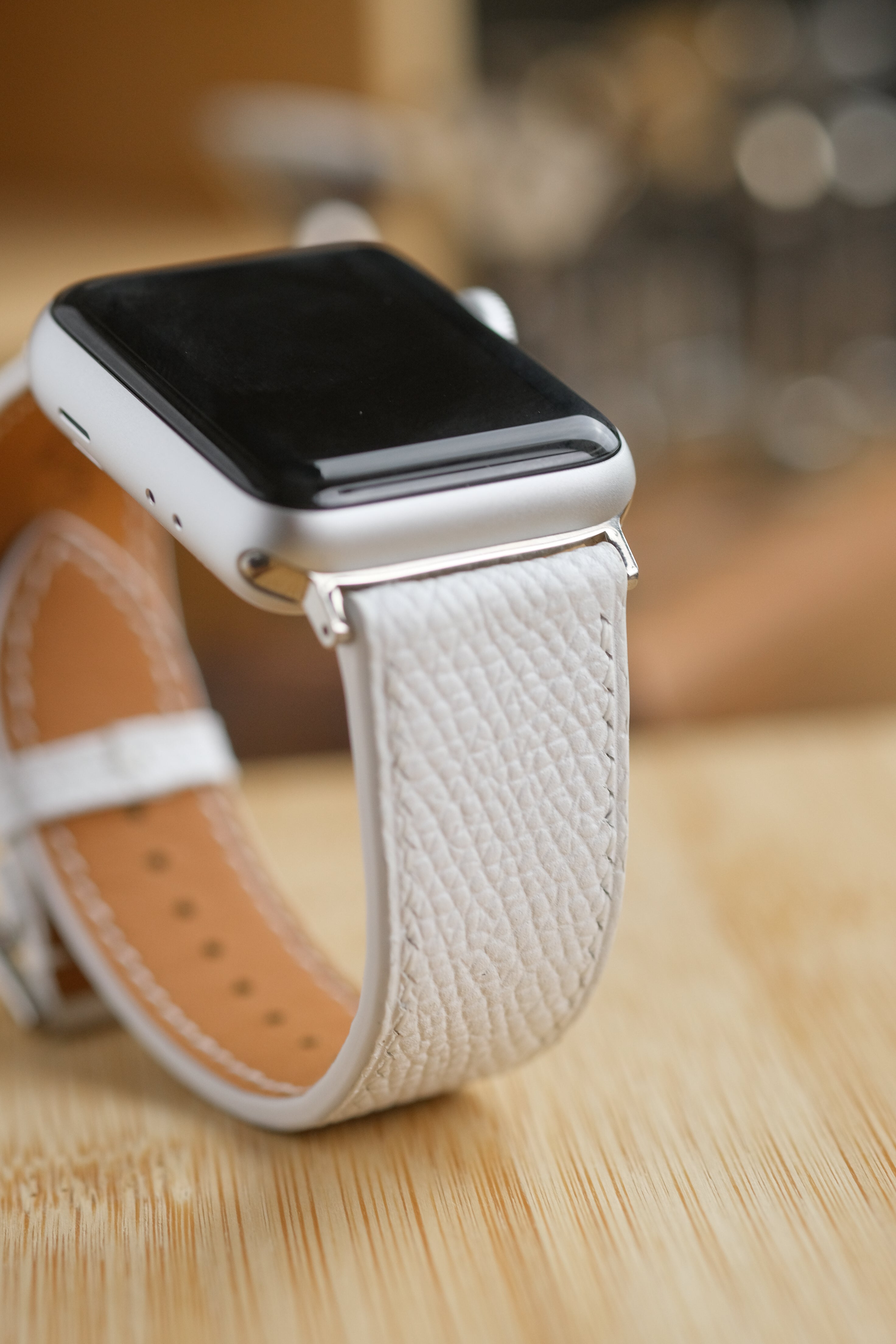 White Epsom Calfskin Apple Watch Strap