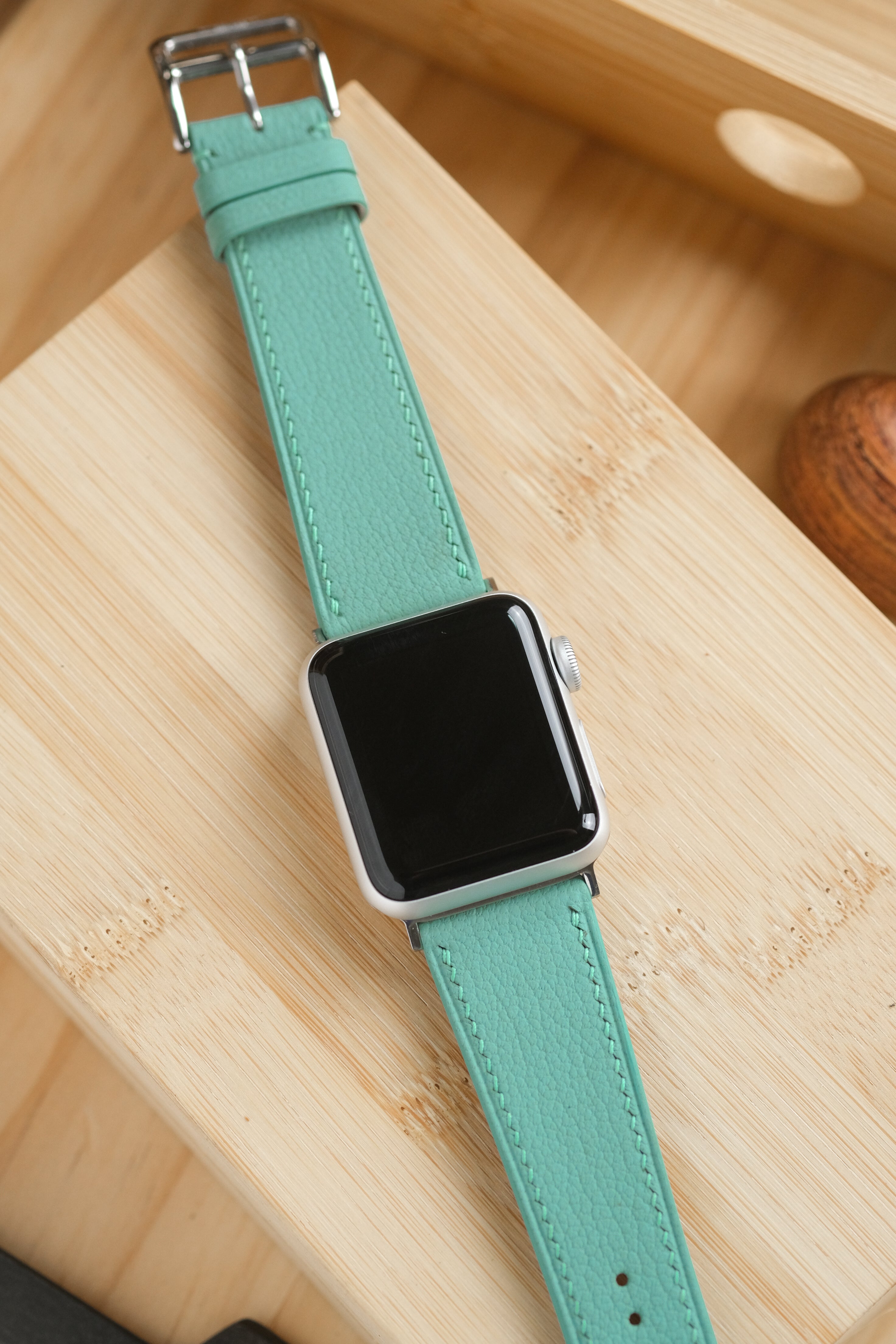 Turqouise Blue French Goatskin Apple Watch Strap