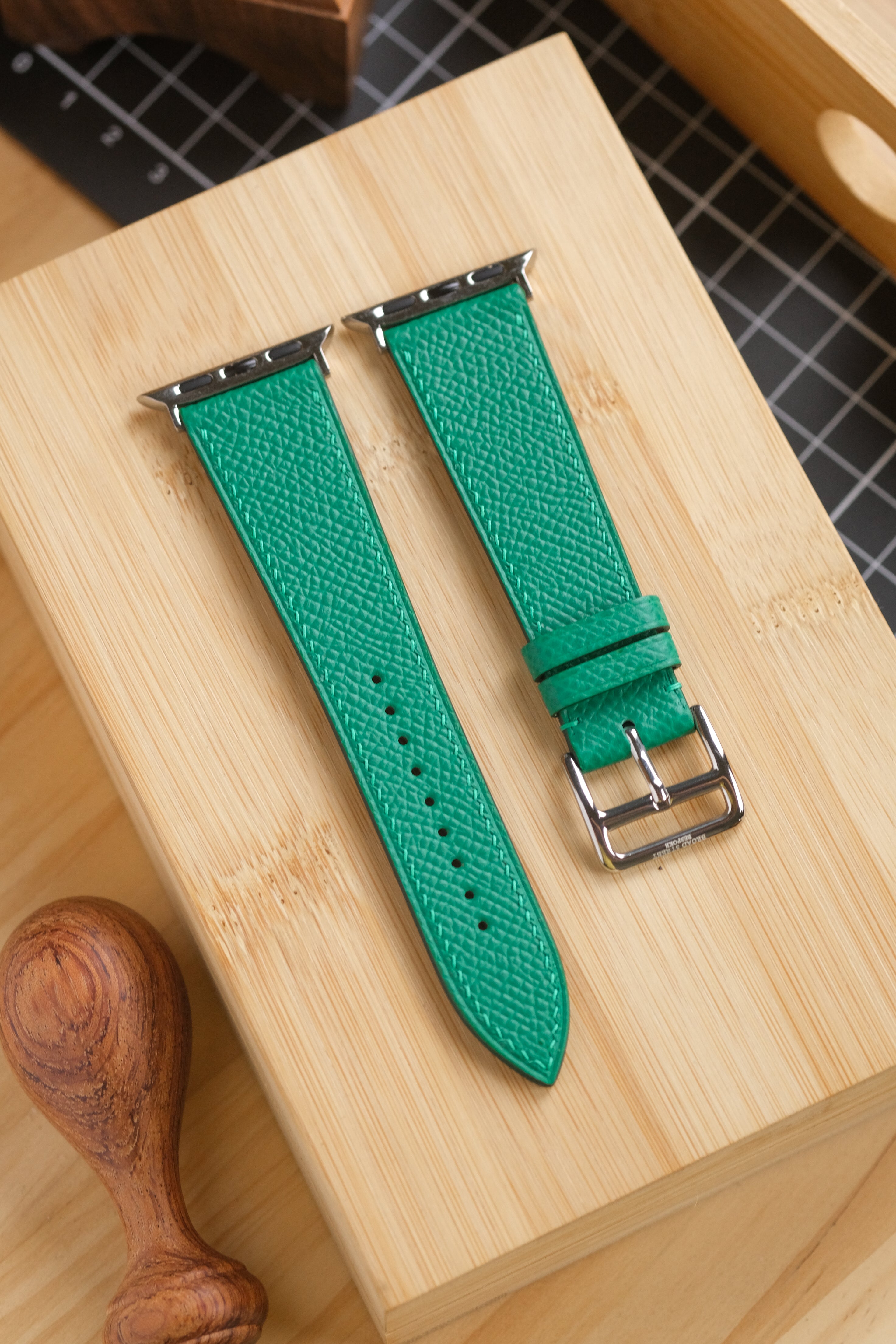 Jade Green Epsom Calfskin Apple Watch Strap