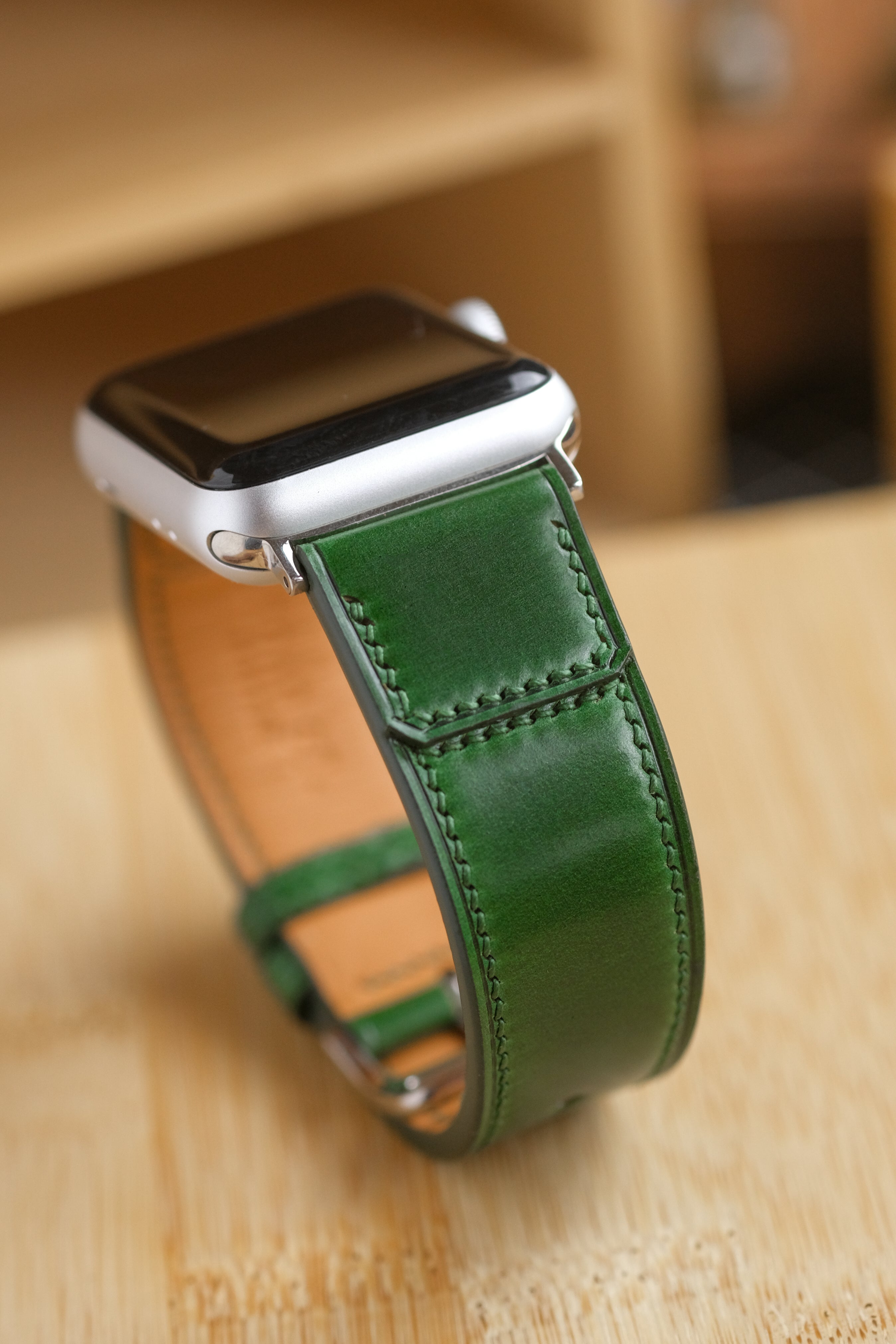 Emerald Green Shell Cordovan Reverse Folded Strap