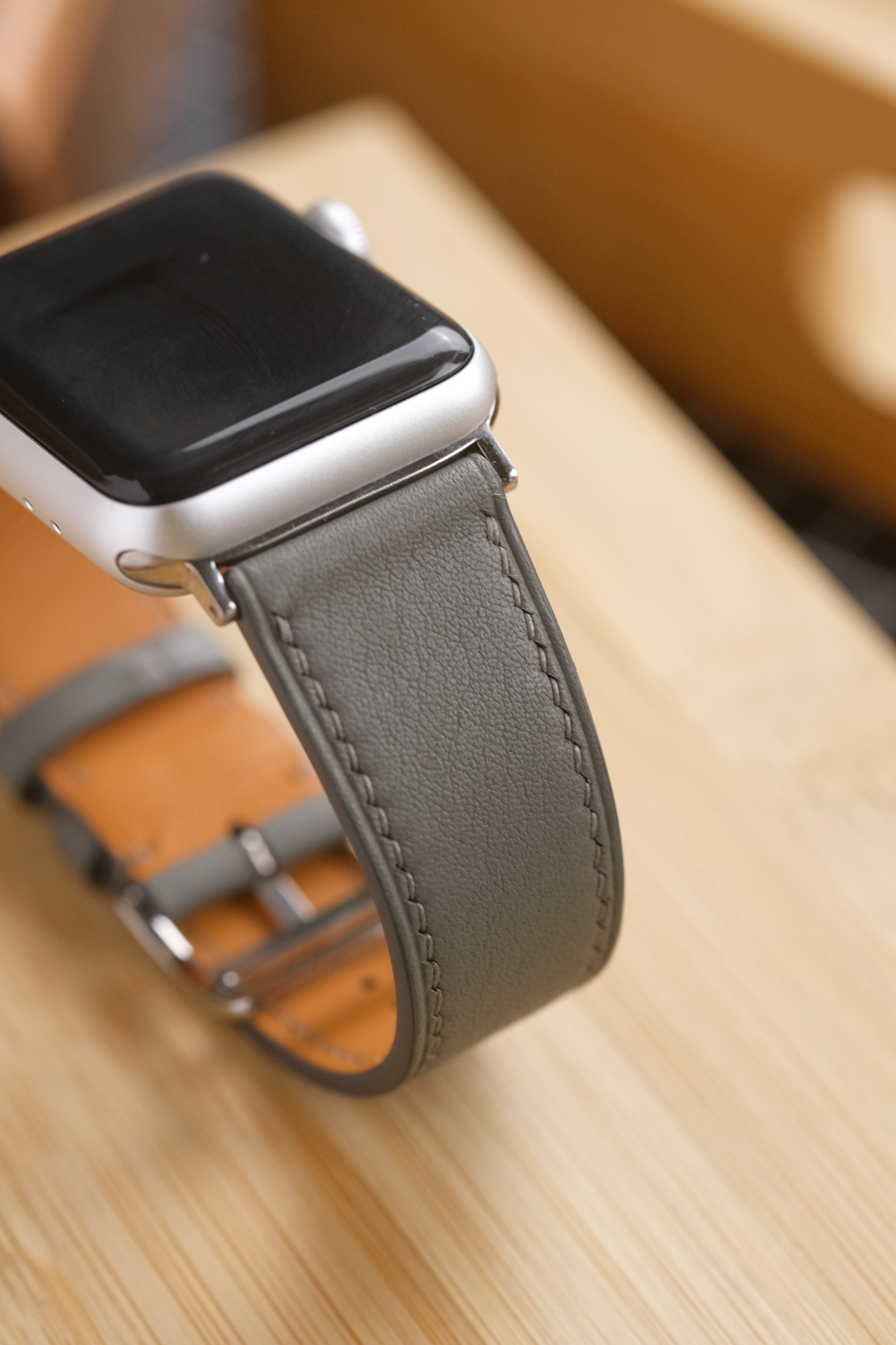 Charcoal Grey Swift Italian Calfskin Apple Watch Strap
