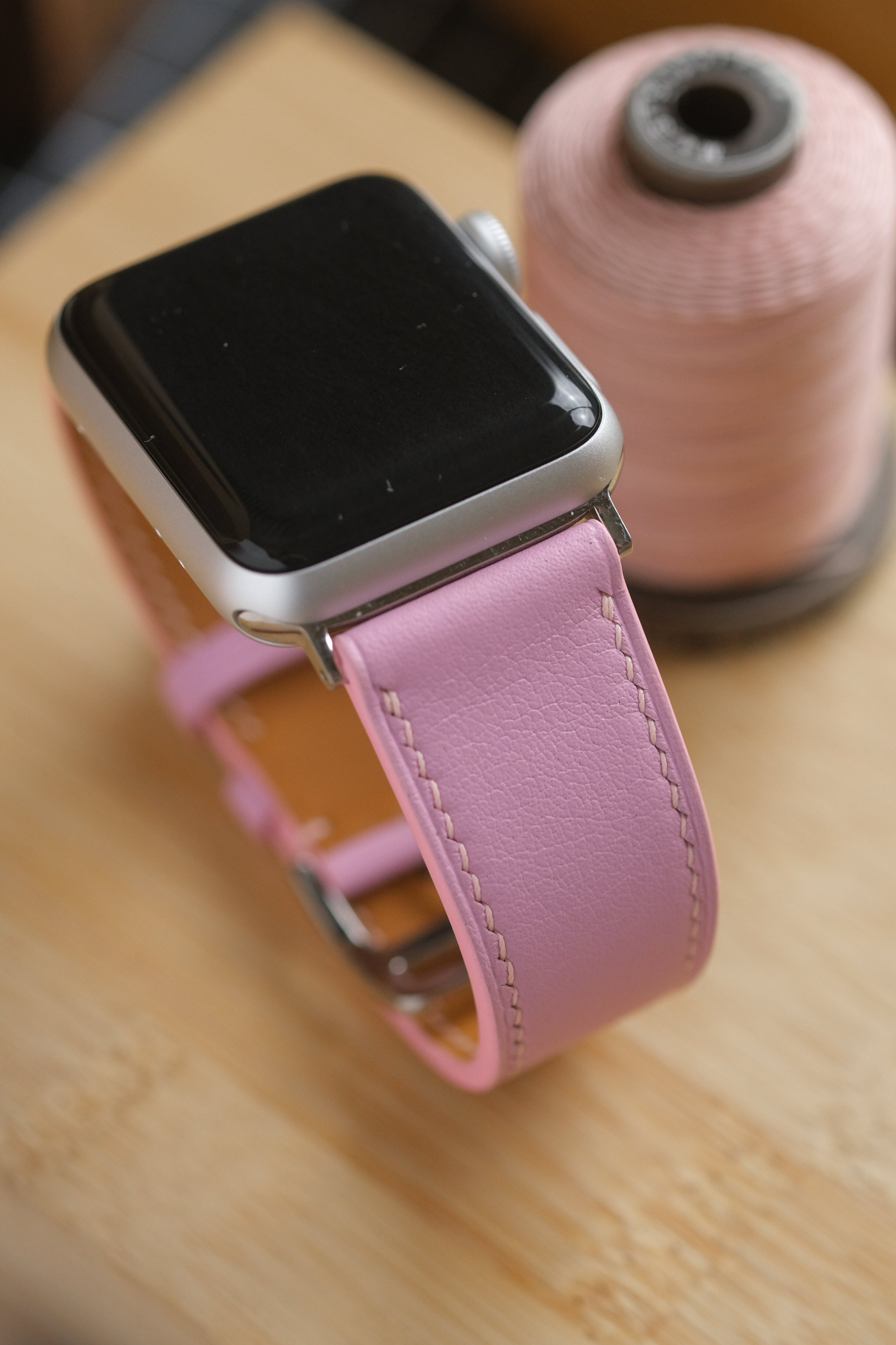 Pink Swift Italian Calfskin Apple Watch Strap