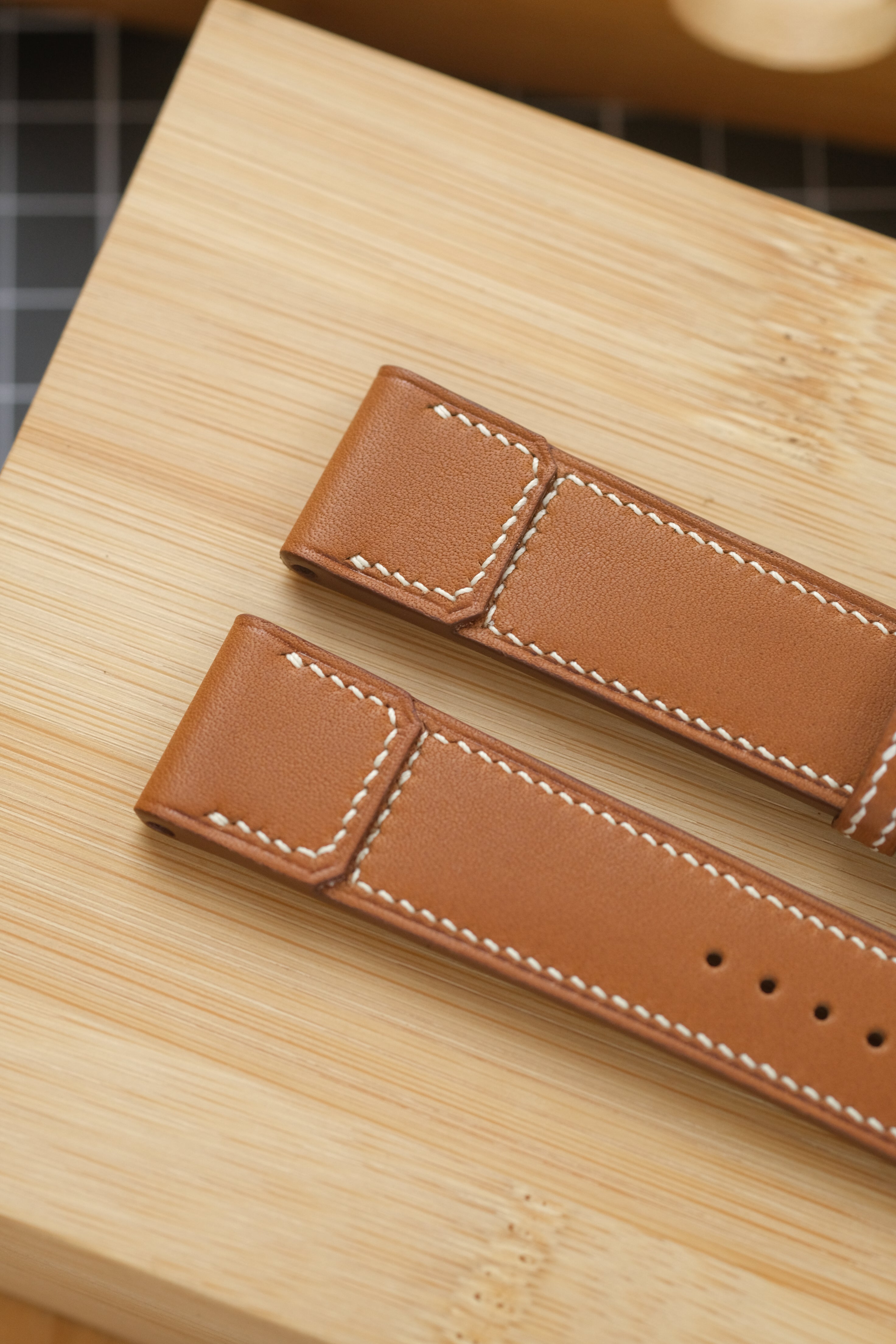 Gold Novonappa Calfskin Reverse-Folded Strap