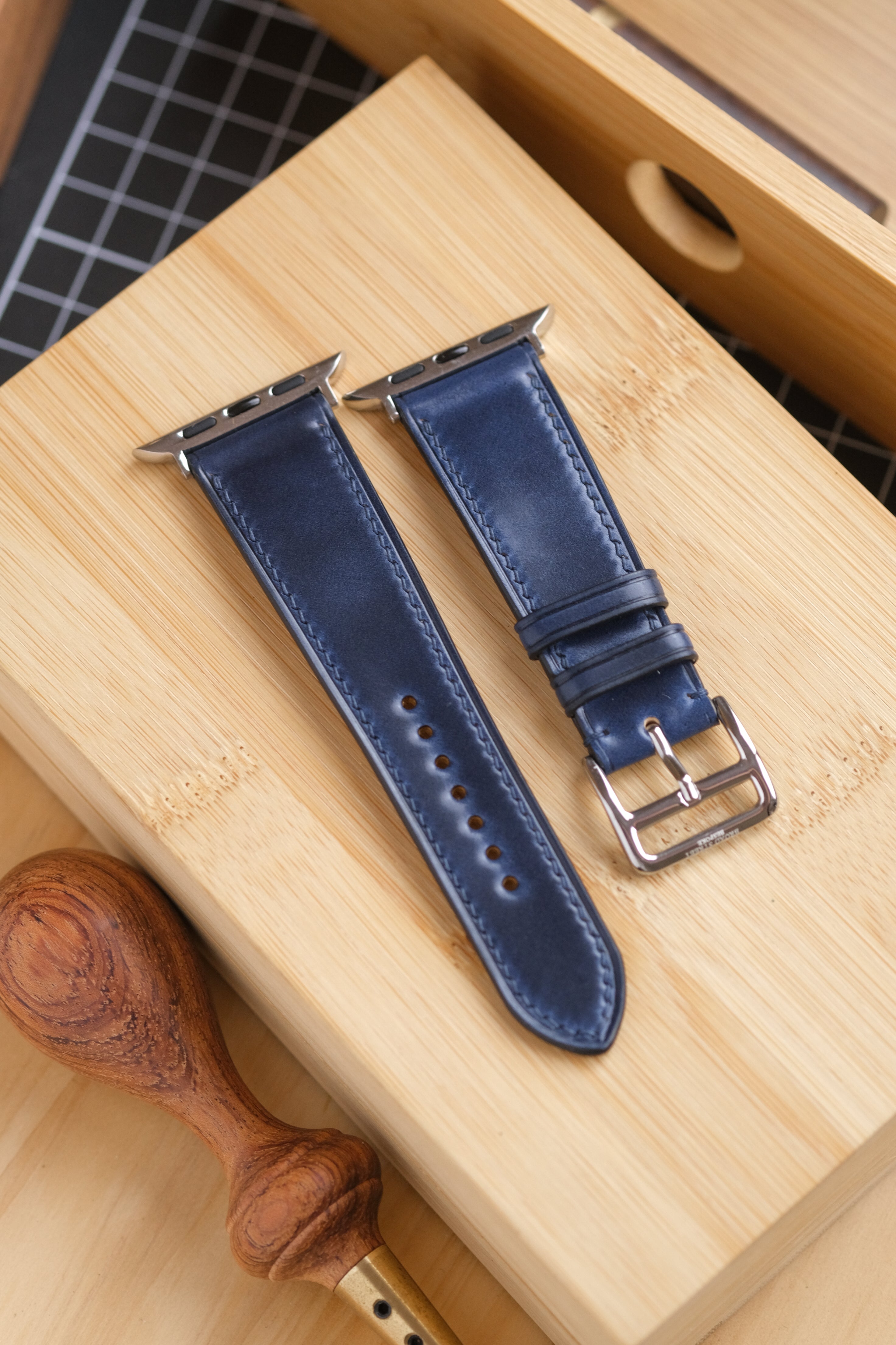 Navy Shell Cordovan Apple Watch Strap