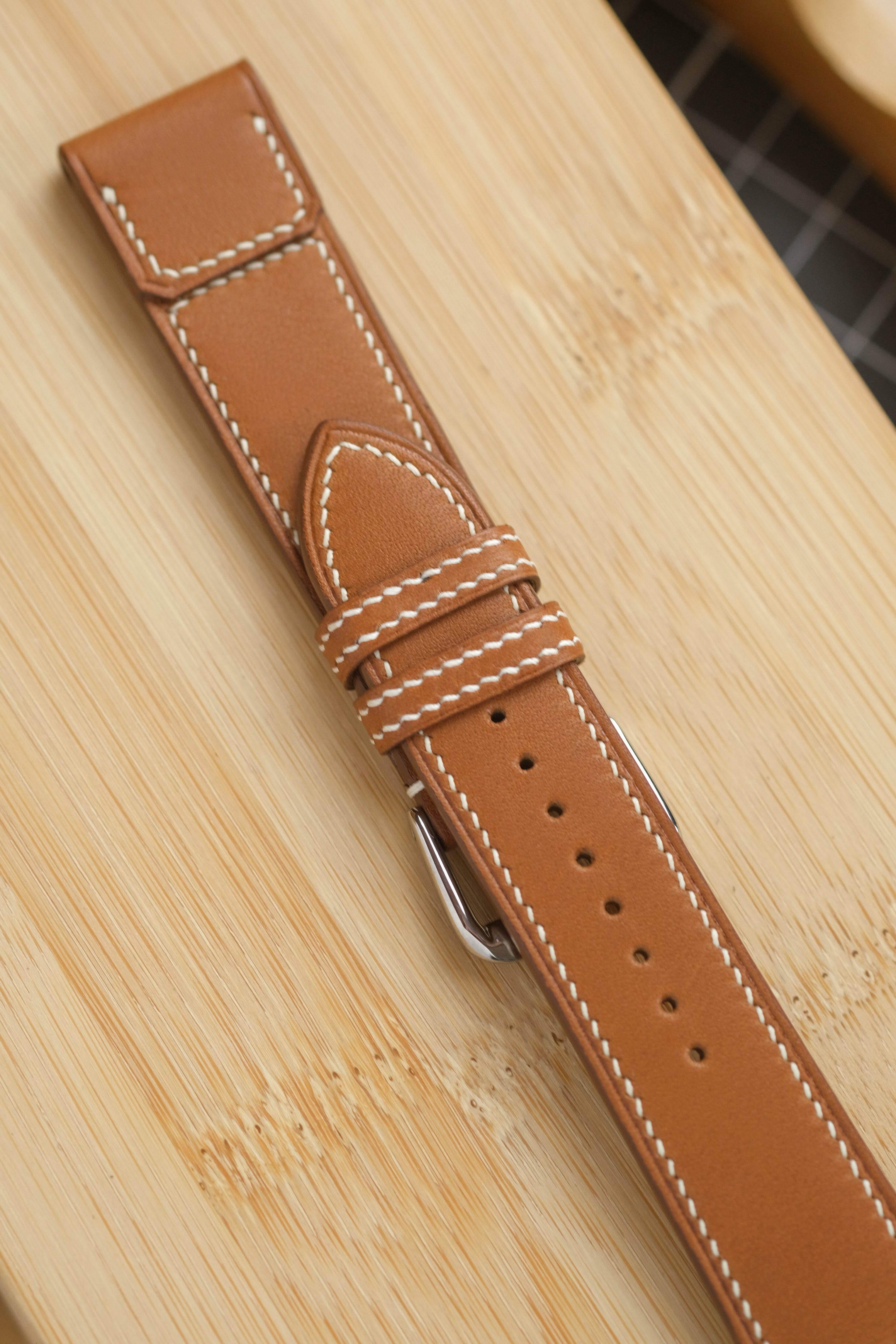 Gold Novonappa Calfskin Reverse-Folded Strap