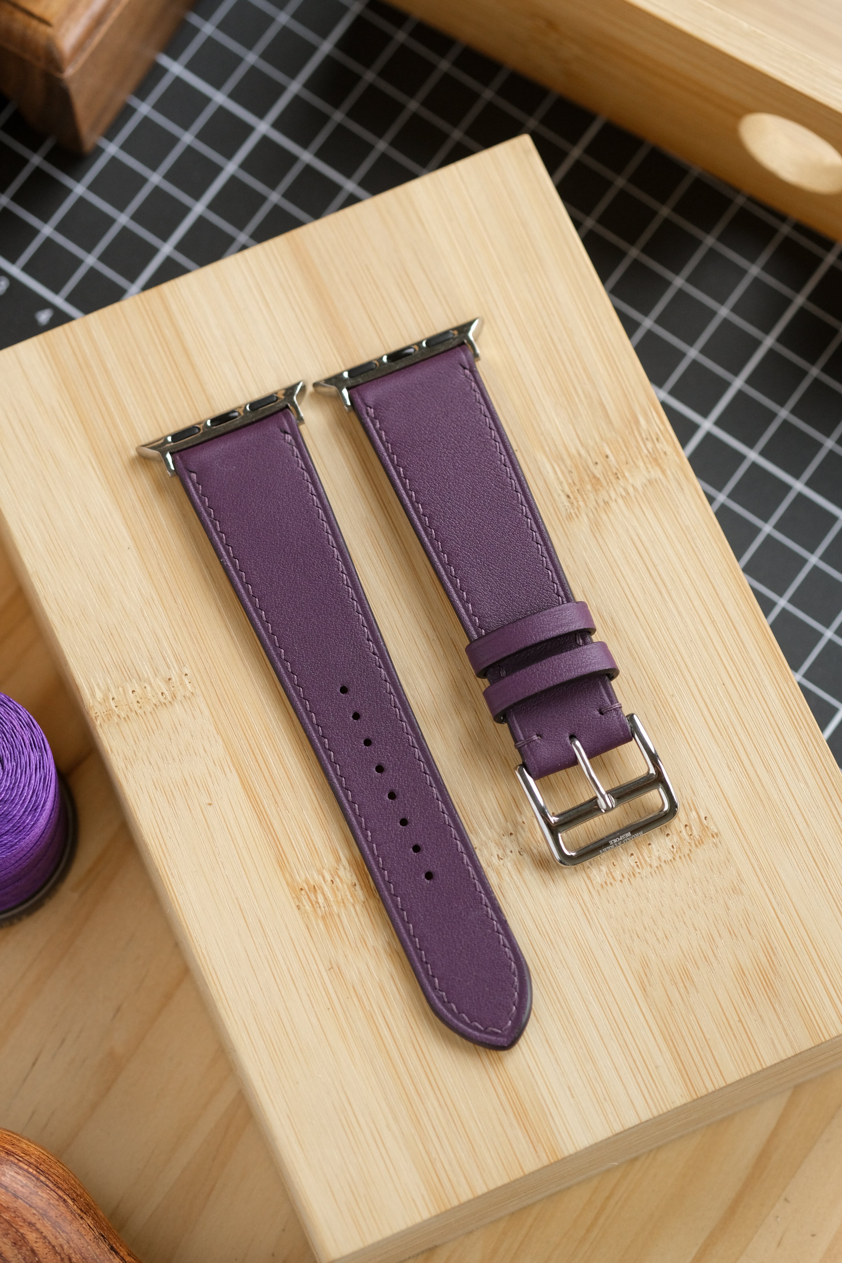 Cassis Purple Swift Italian Calfskin Apple Watch Strap