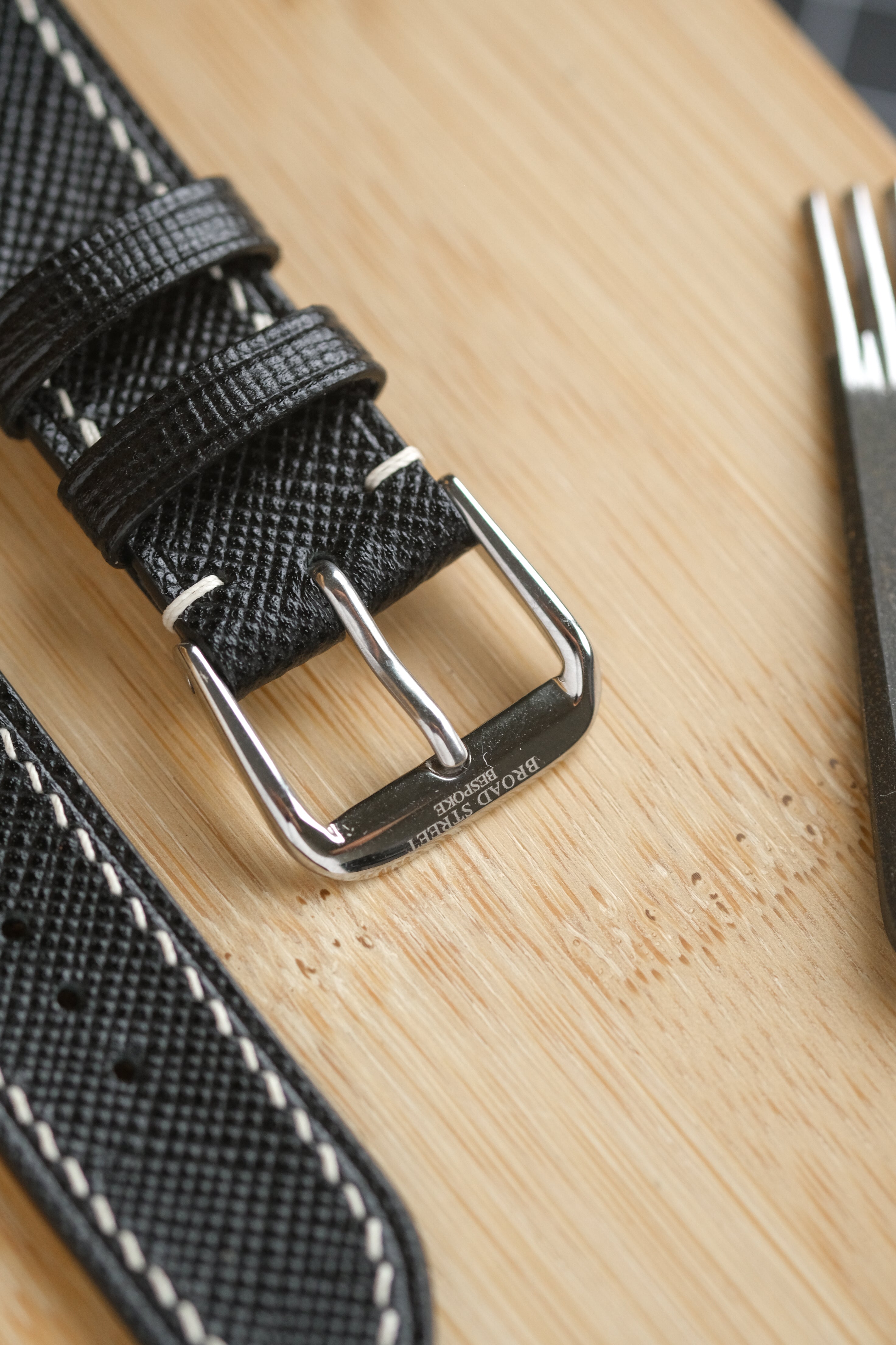 Black Saffiano Calfskin Leather Strap