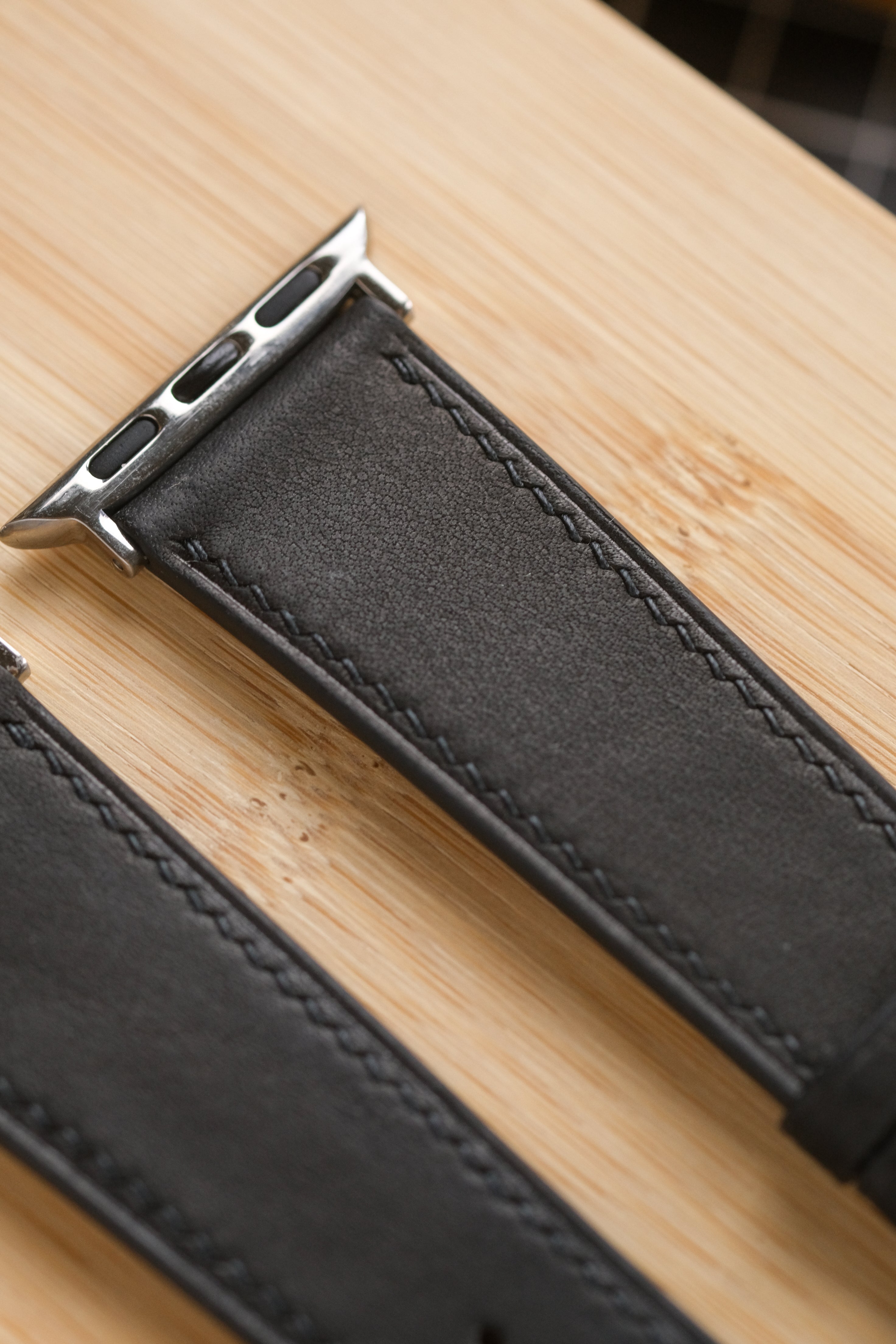 Black Novonappa French Calfskin Apple Watch Strap