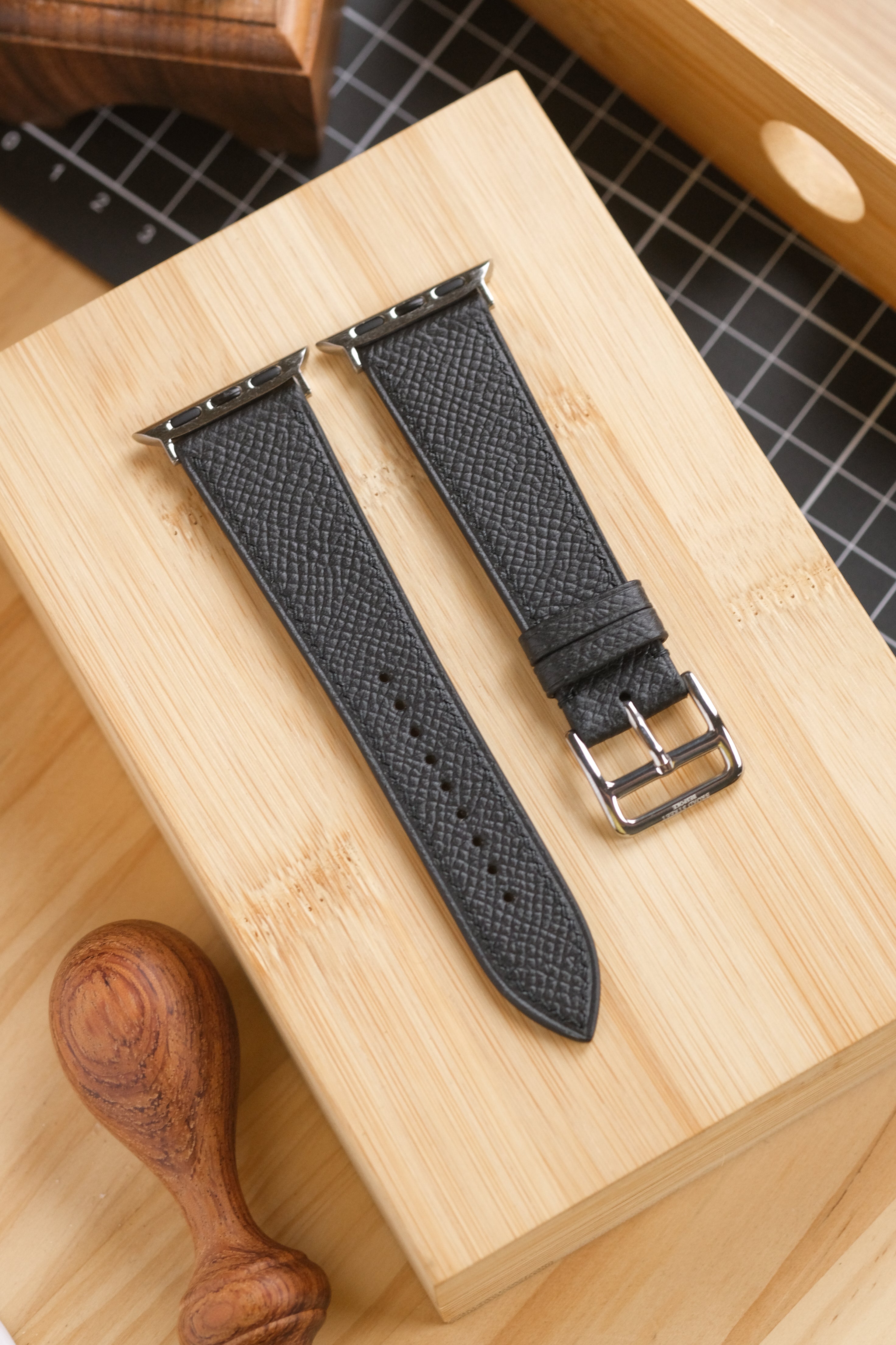 Black Epsom Calfskin Apple Watch Strap