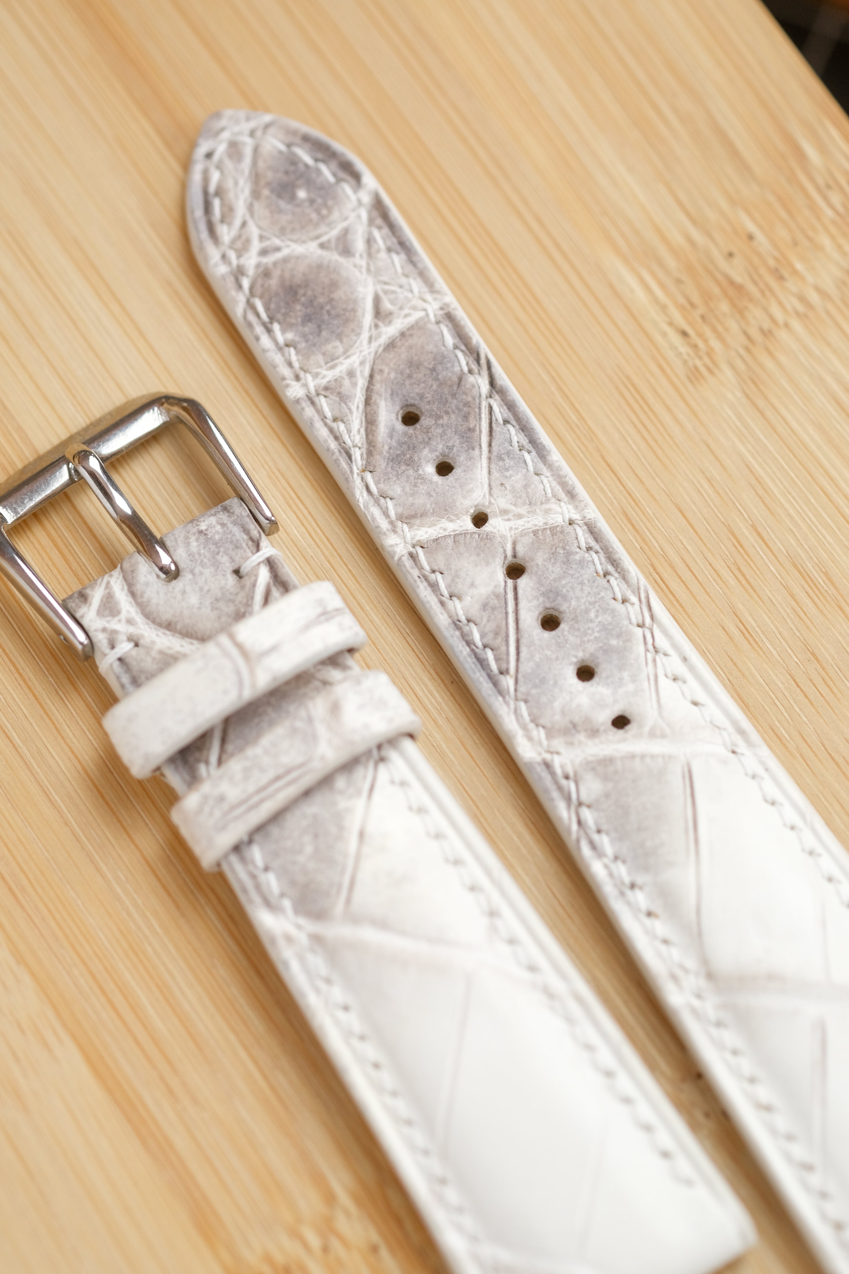 White Himalayan Crocodile Leather Strap