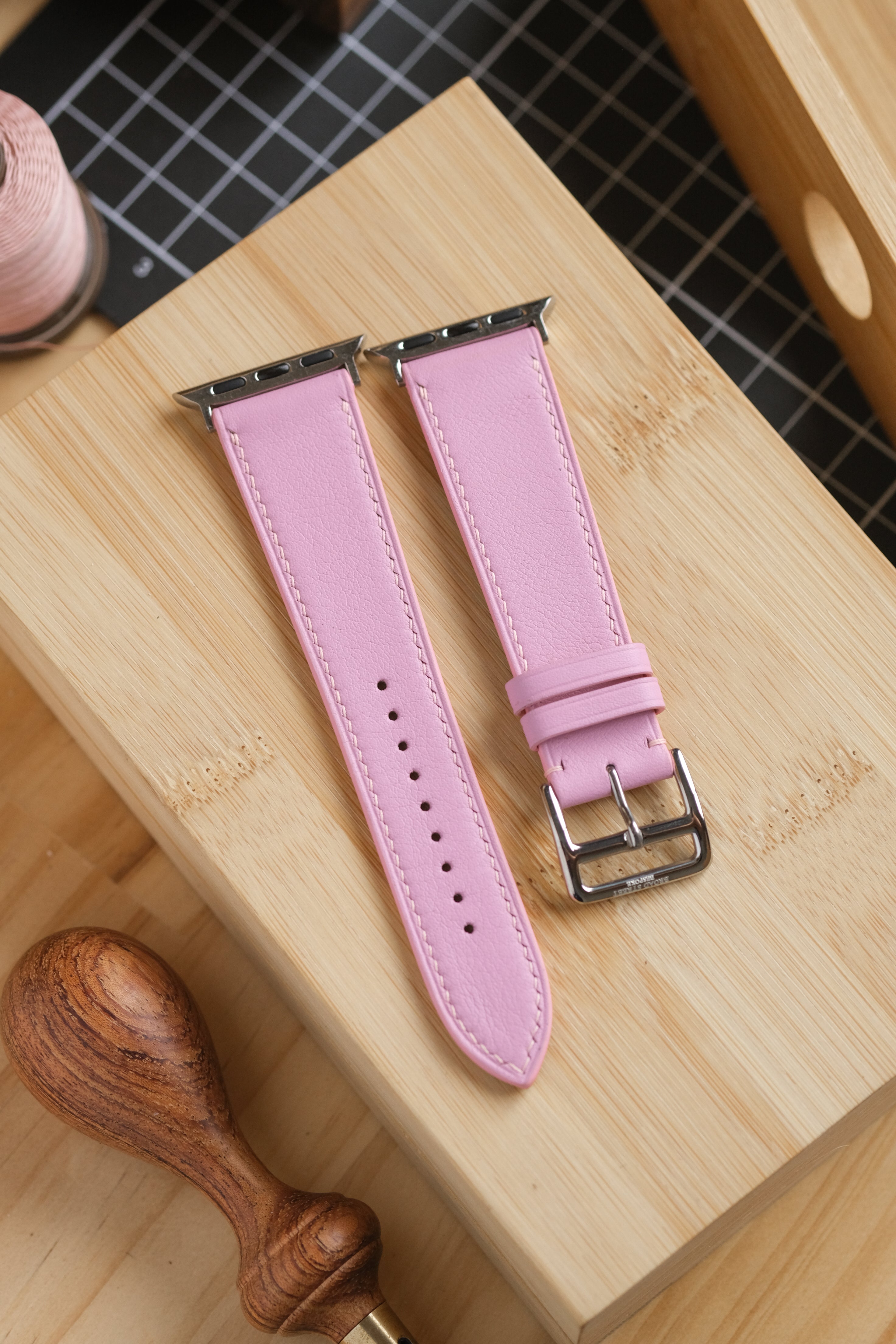 Pink Swift Italian Calfskin Apple Watch Strap