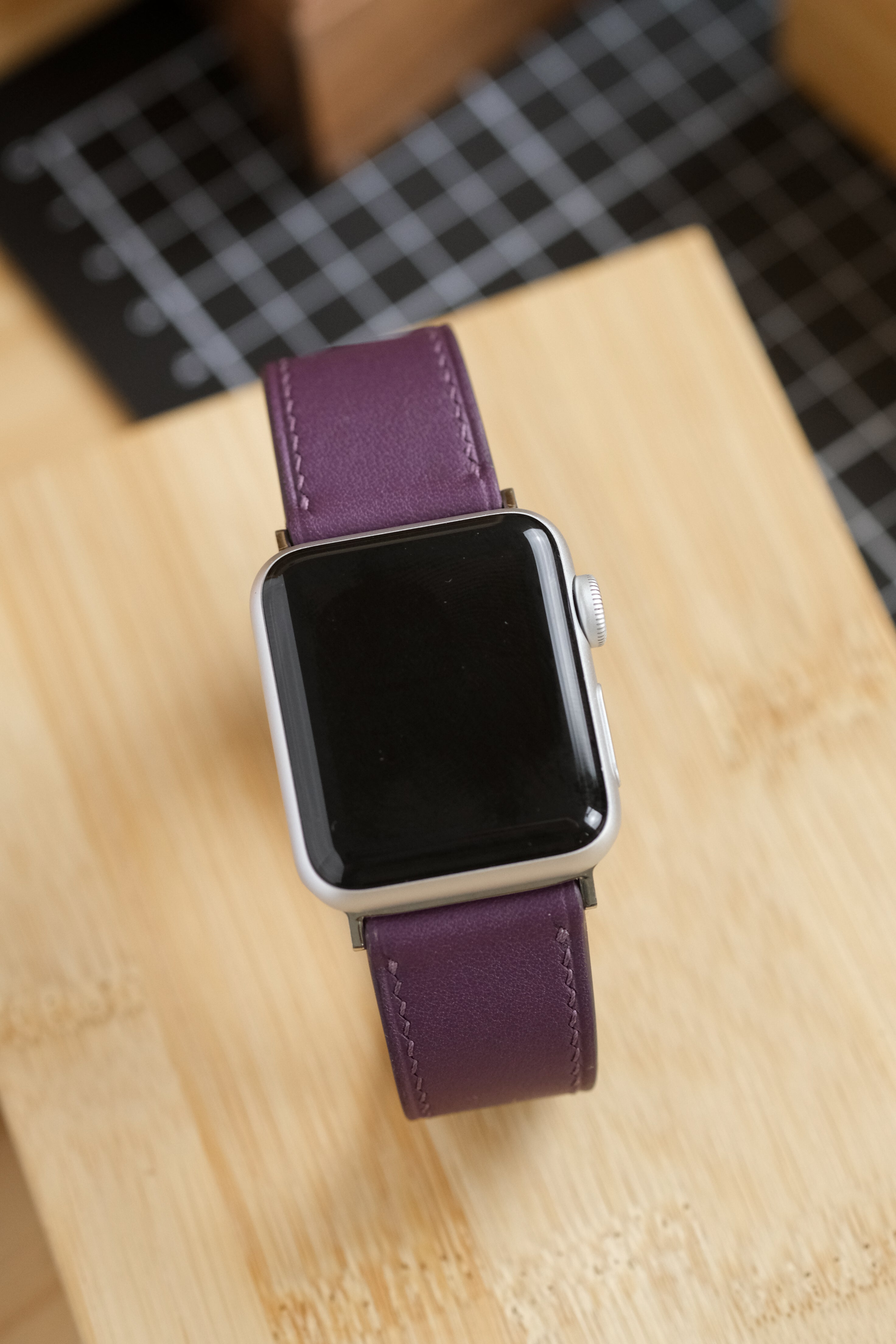 Cassis Purple Swift Italian Calfskin Apple Watch Strap