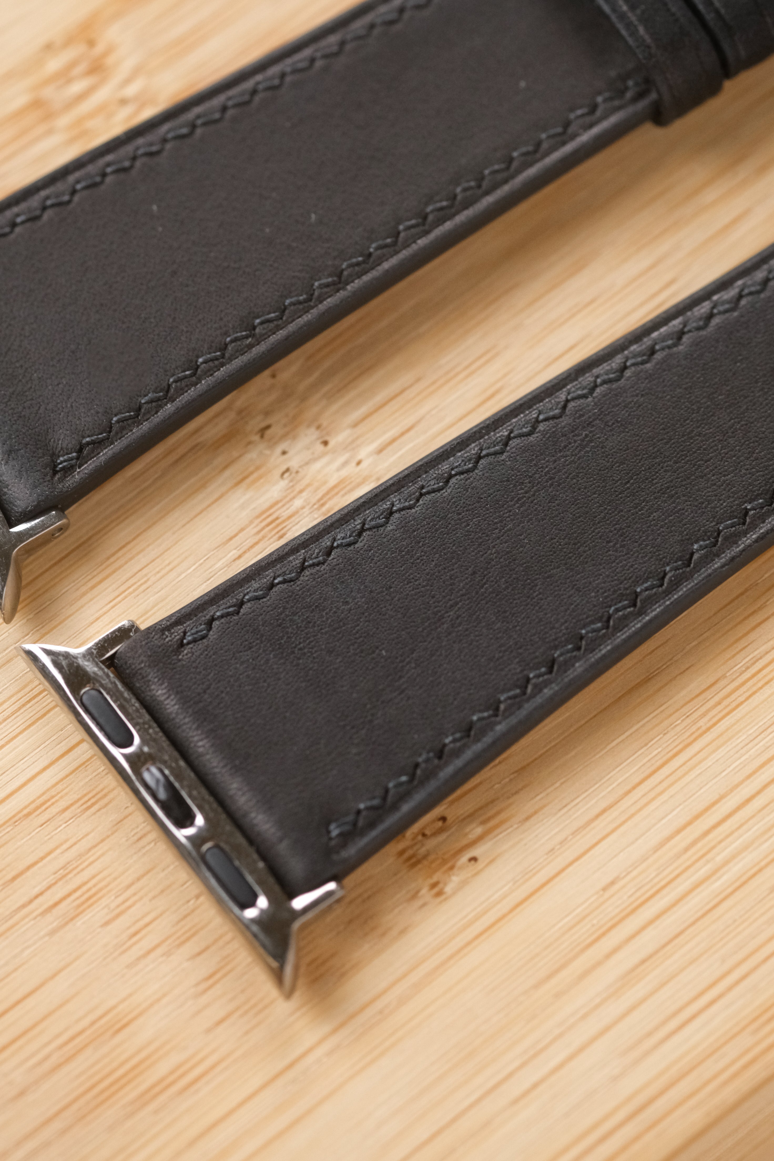 Black Novonappa French Calfskin Apple Watch Strap