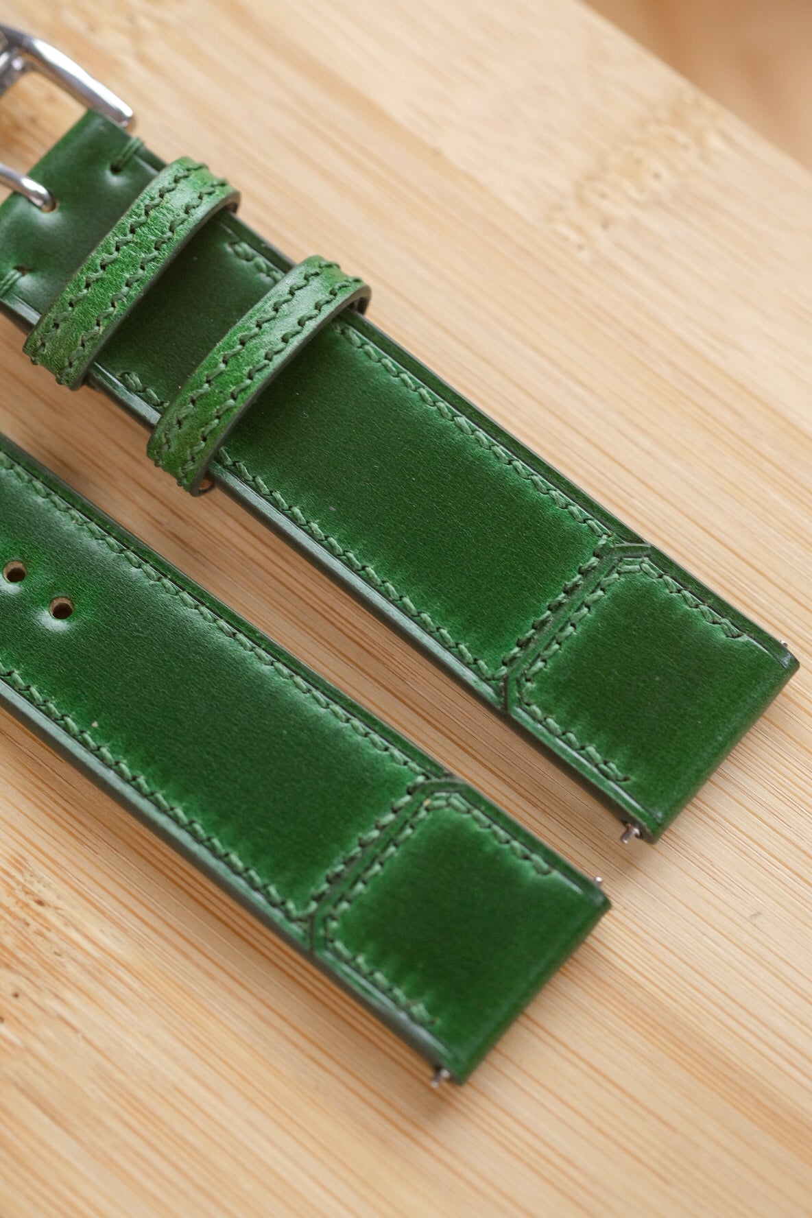 Emerald Green Shell Cordovan Reverse Folded Strap