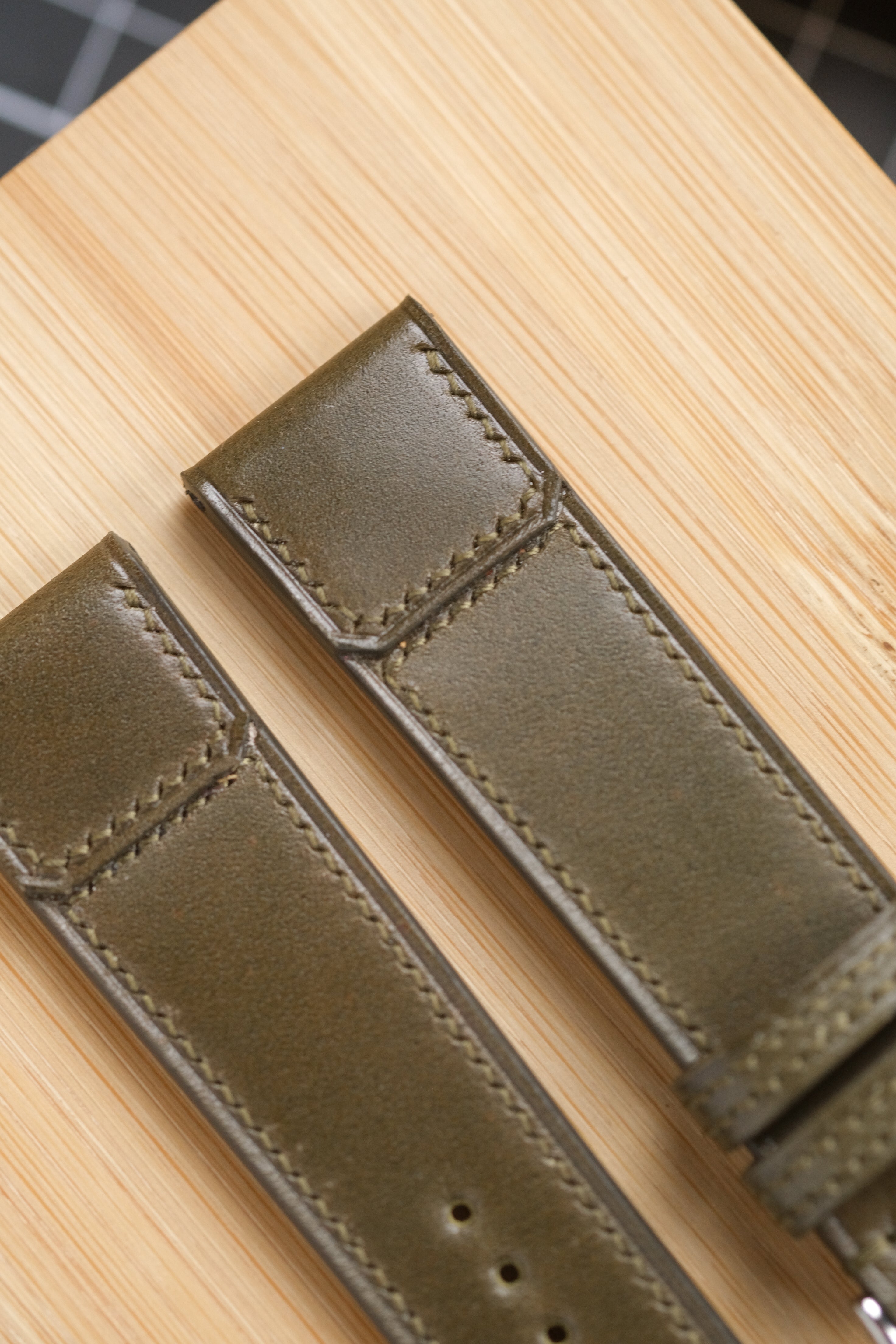 Olive Green Shell Cordovan Reverse Folded Strap