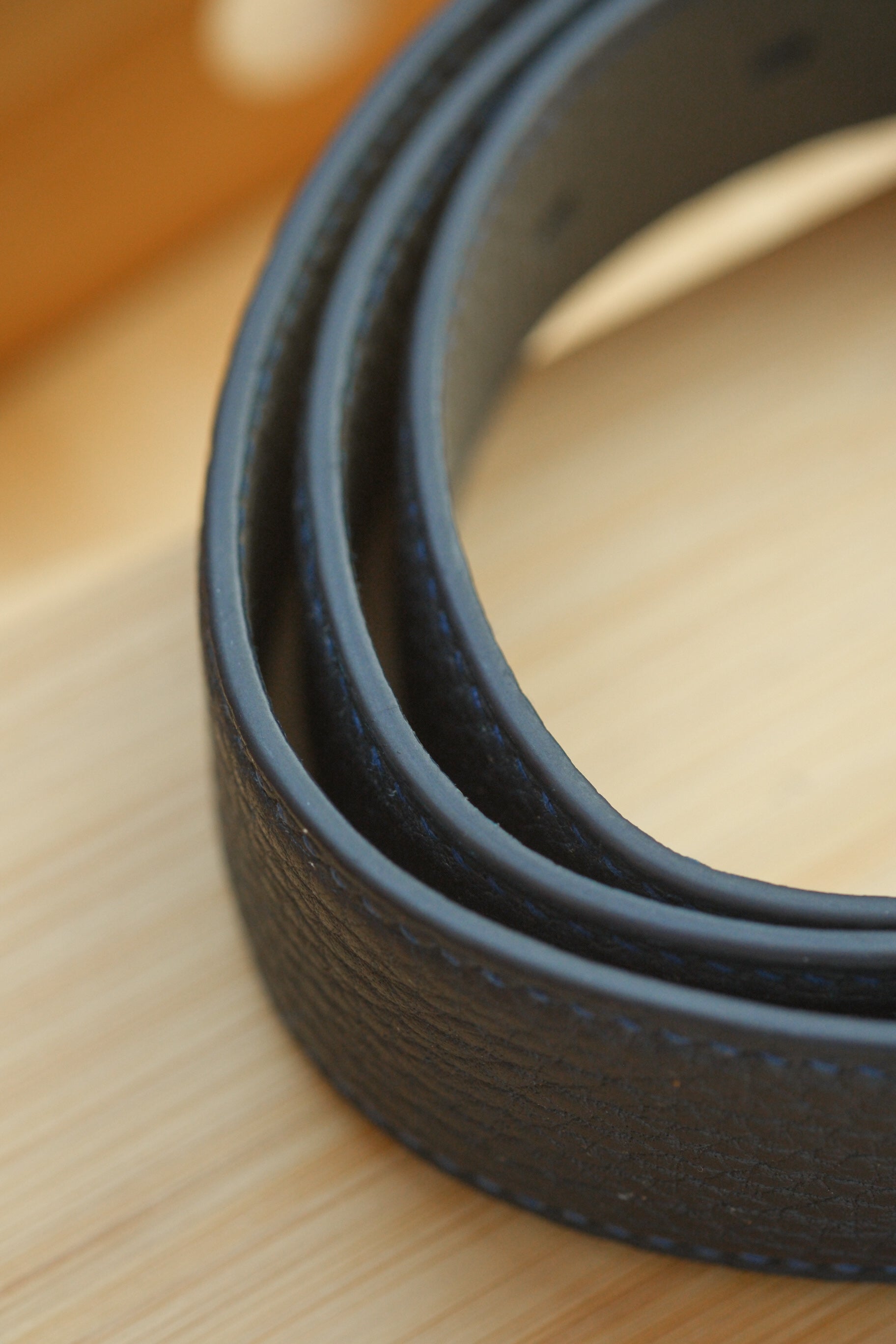 Navy Odessa Calfskin Handstitched Belt