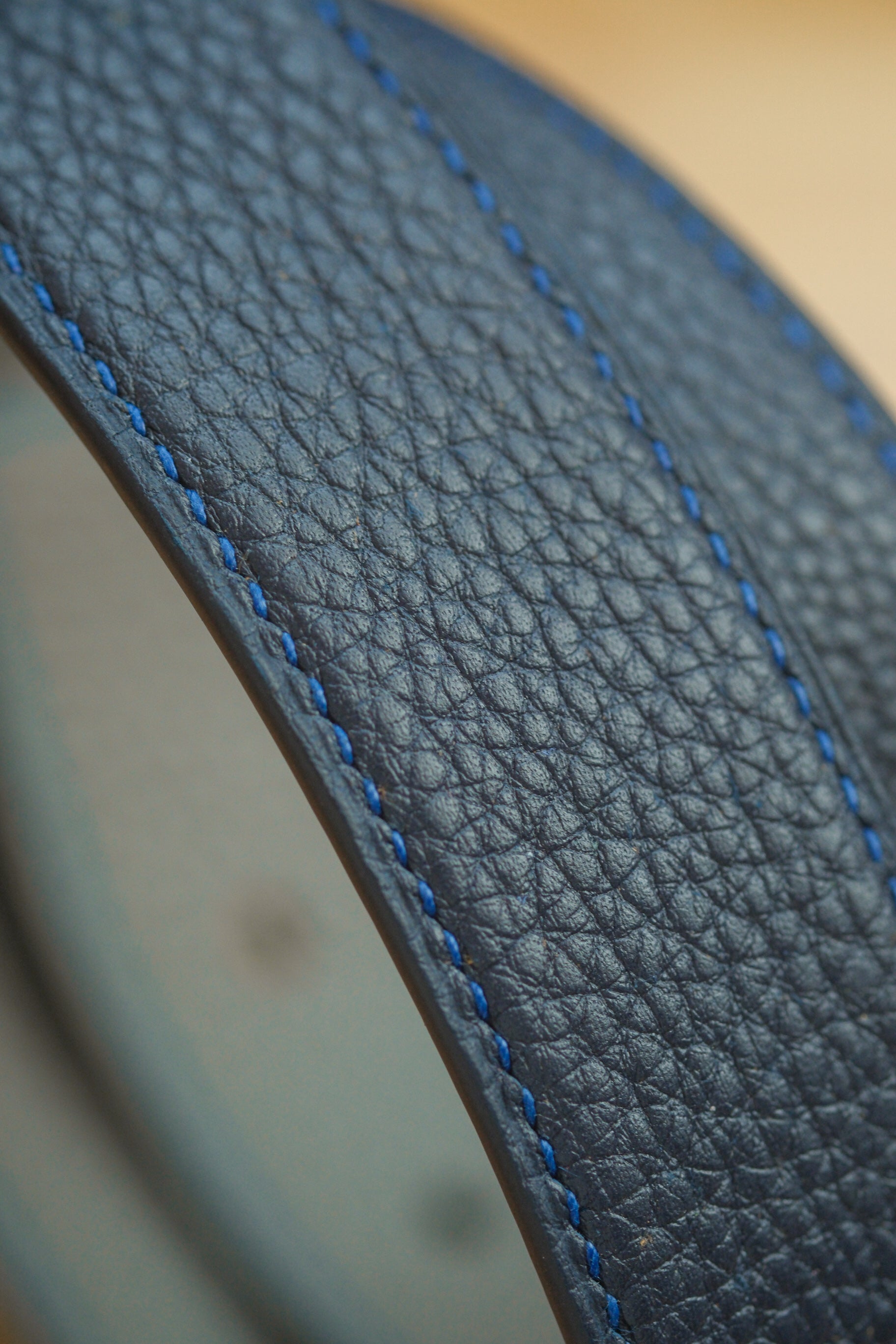 Navy Odessa Calfskin Handstitched Belt