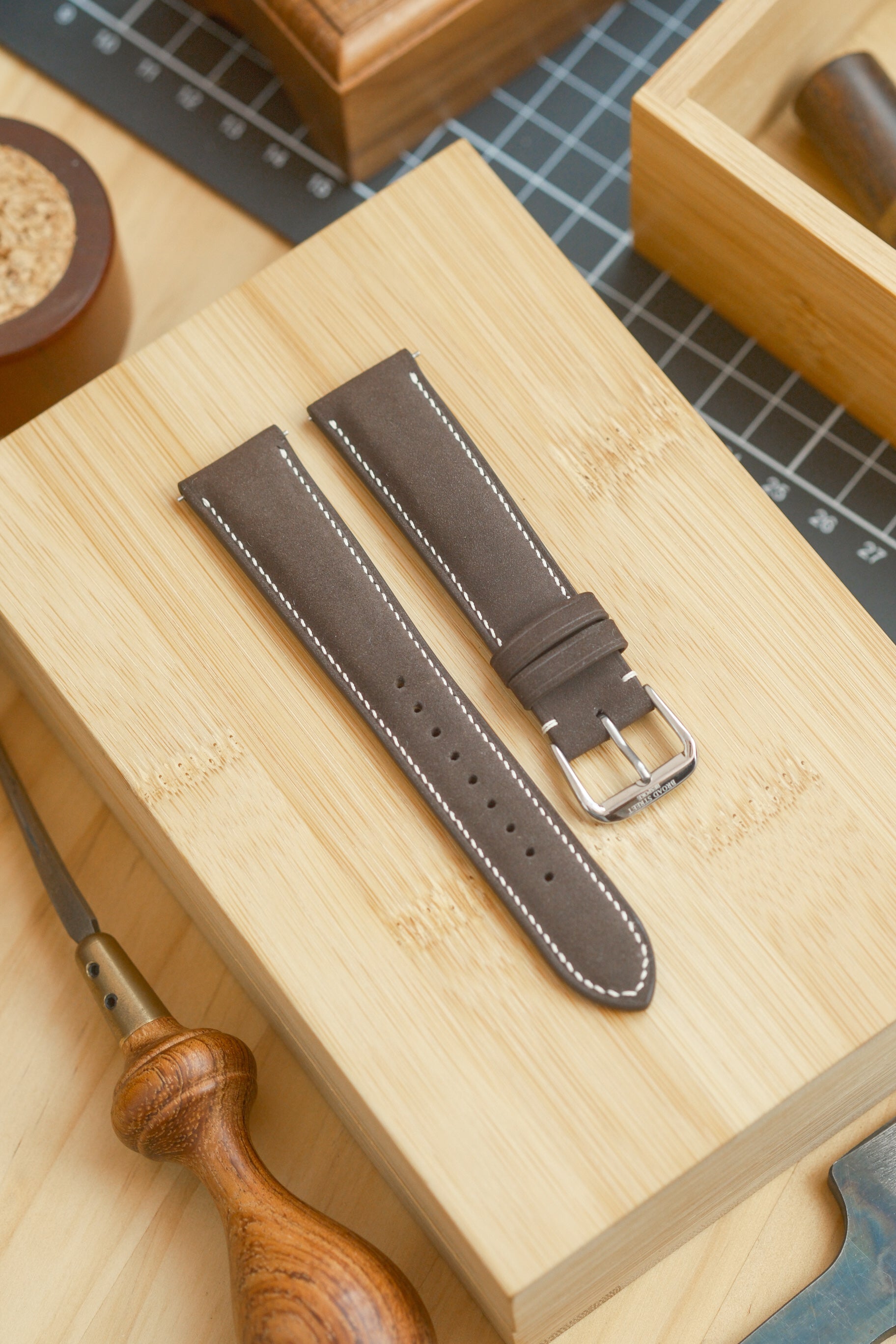 Chocolate Brown Nubuck Calfskin Watch Strap