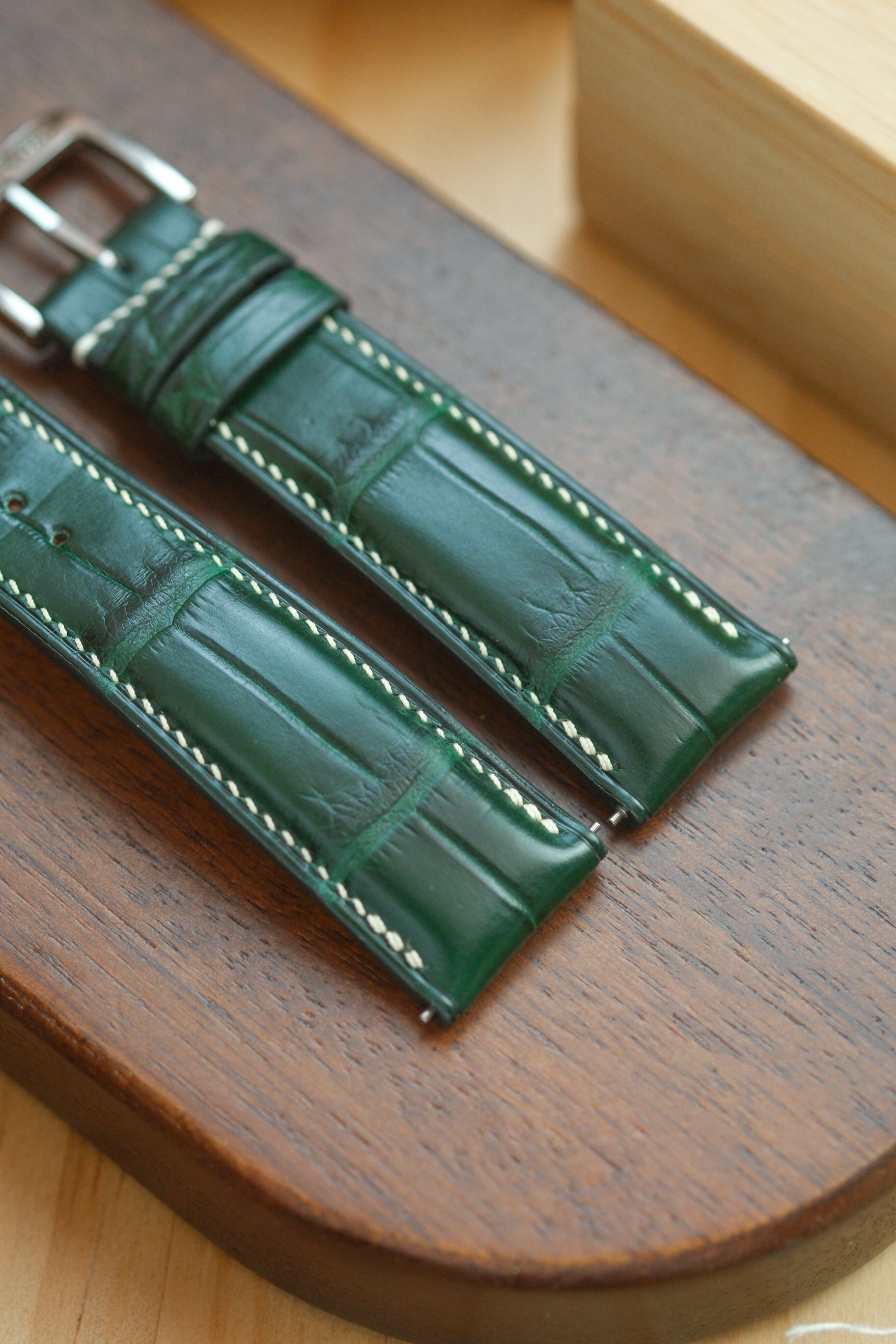 Bottle Green Alligator Leather Strap