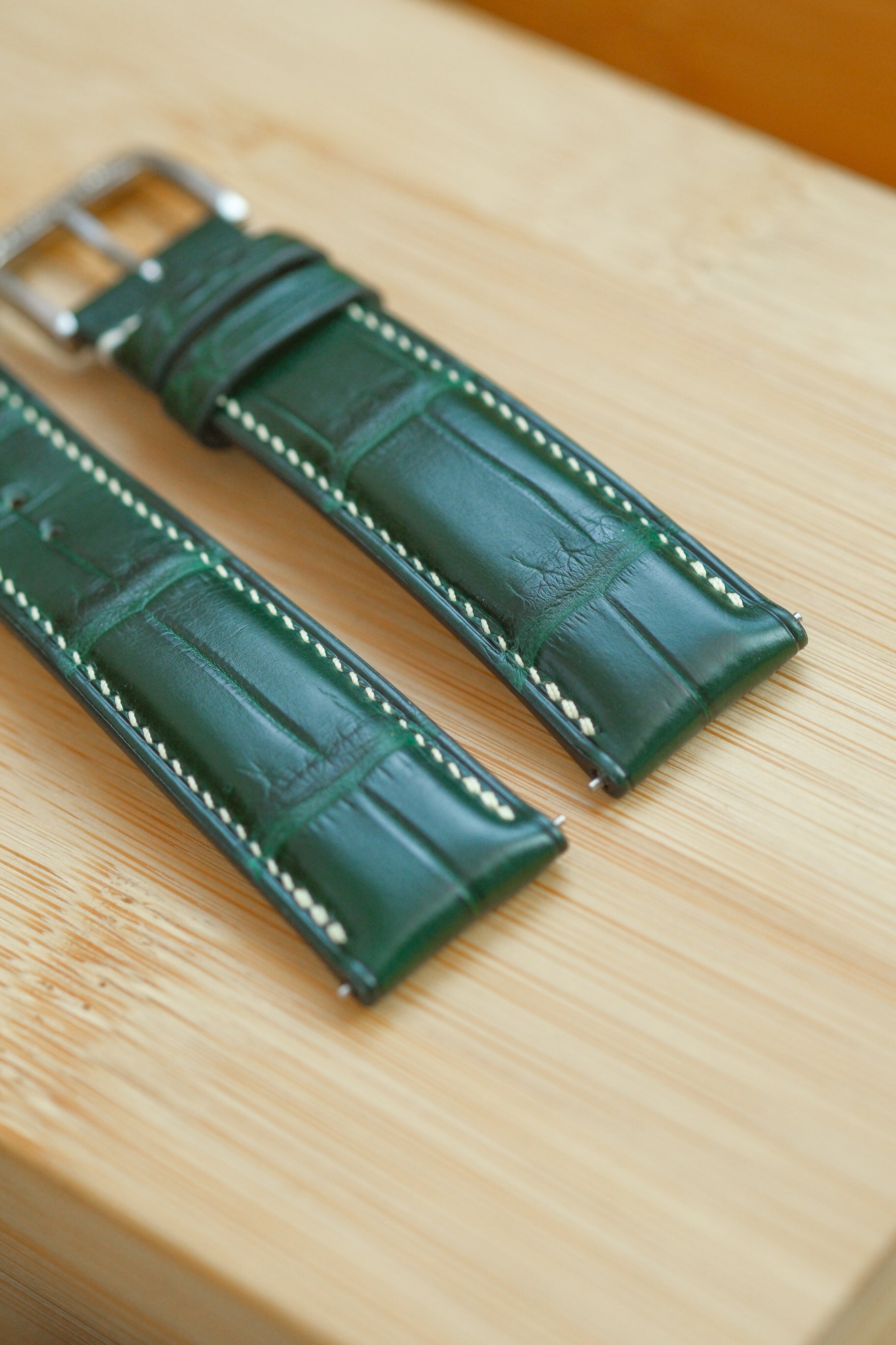 Bottle Green Alligator Leather Strap