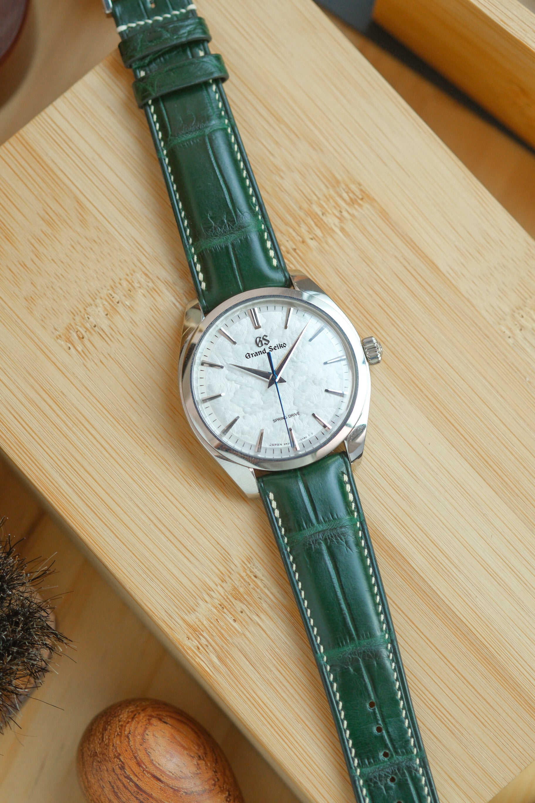 Bottle Green Alligator Leather Strap