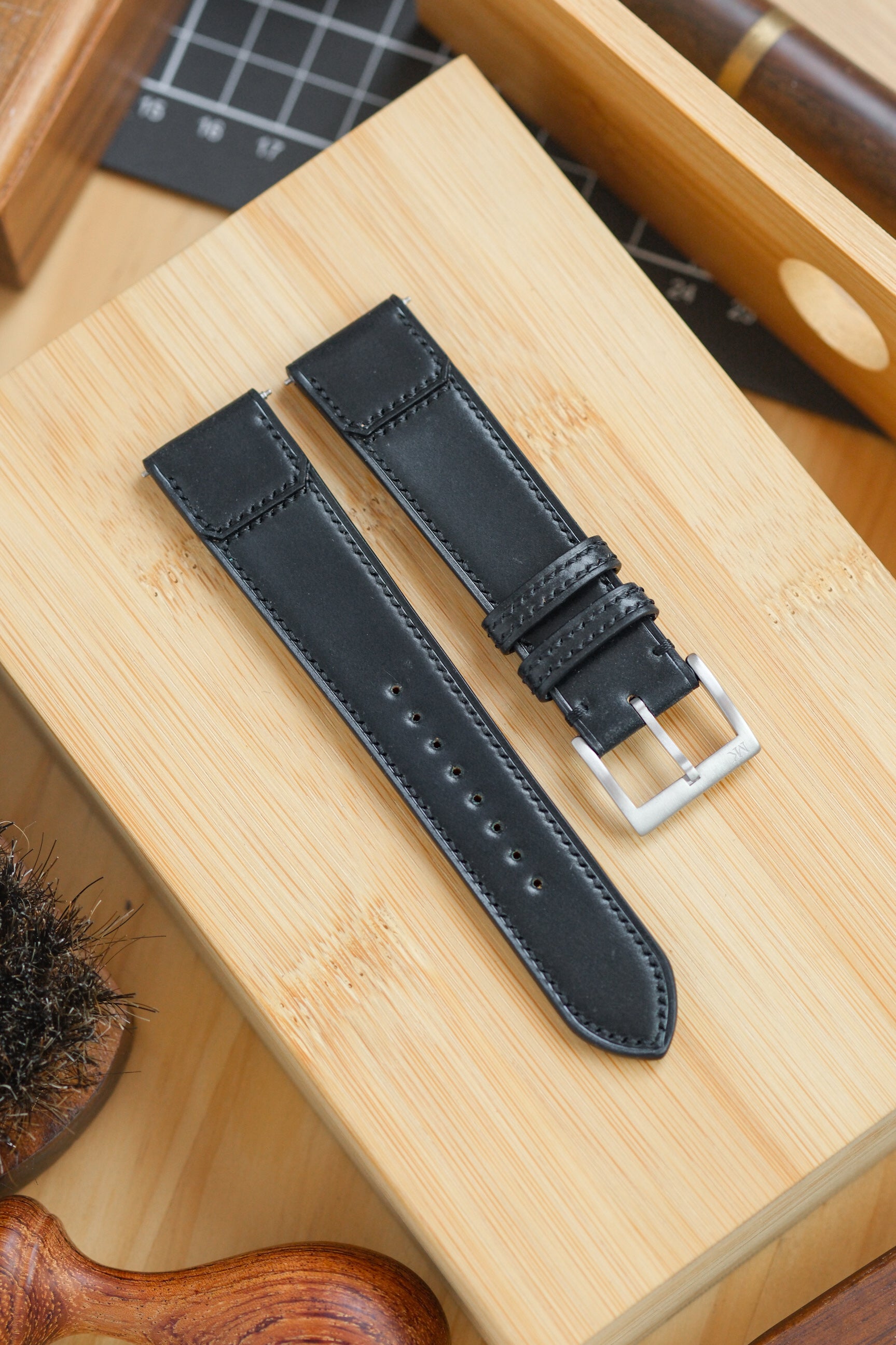 Black Shell Cordovan Reverse Folded Strap