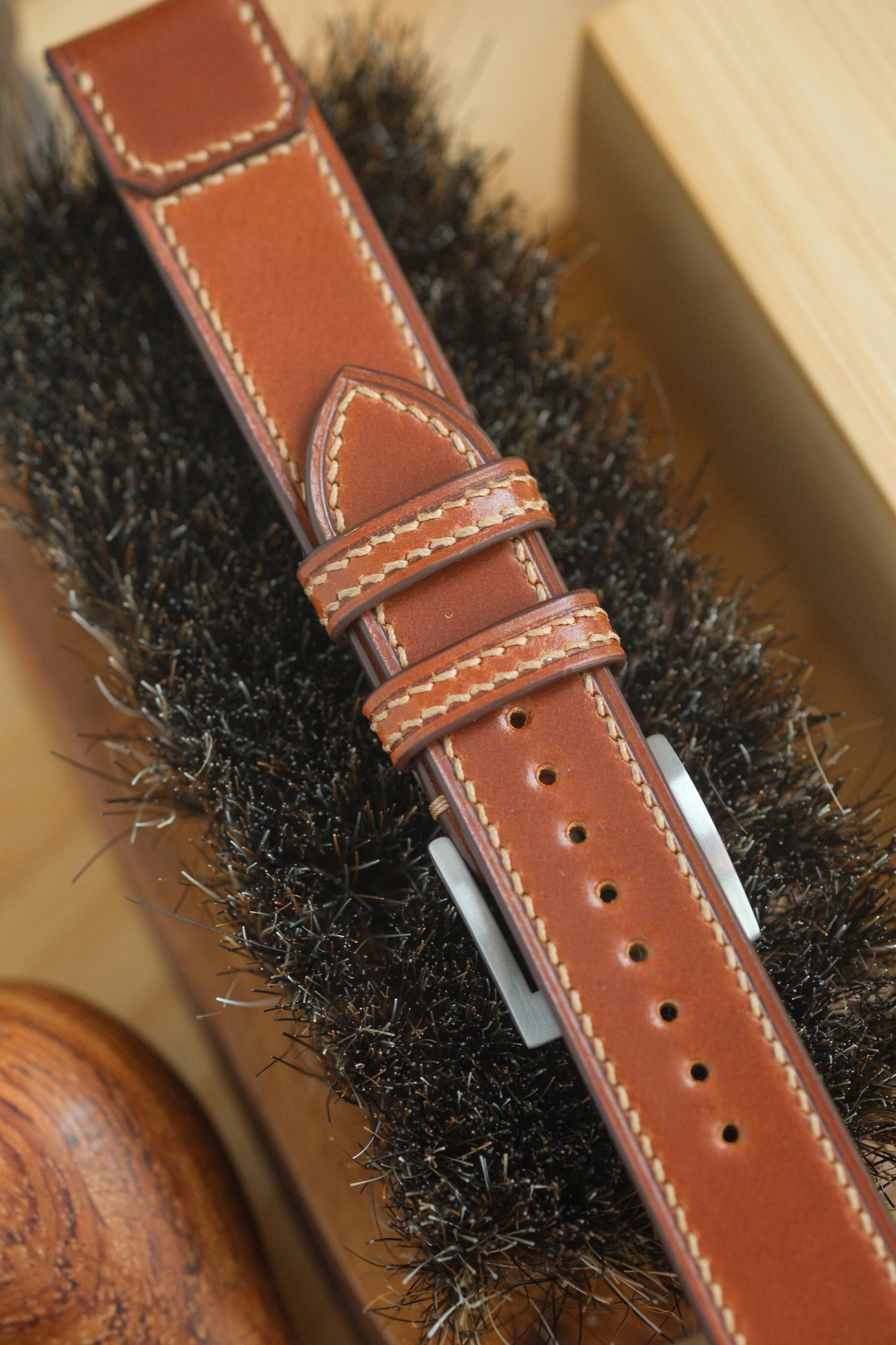 Cognac Shell Cordovan Reverse Folded Strap