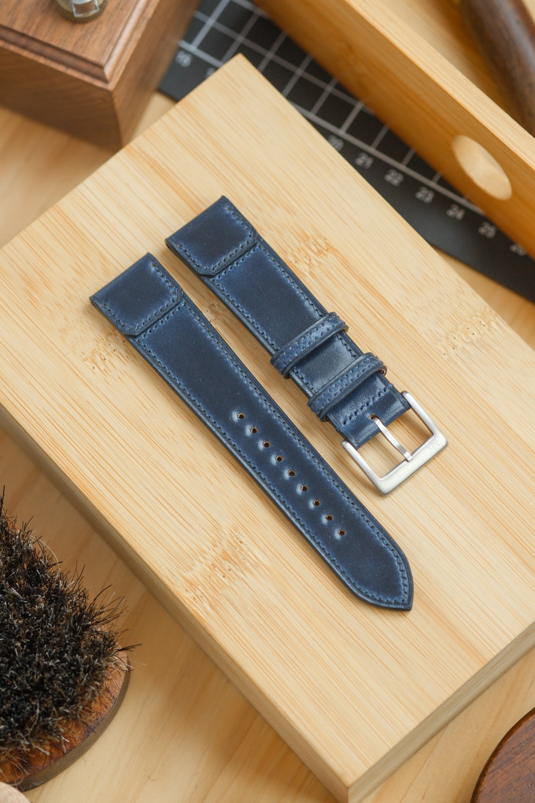 Navy Shell Cordovan Reverse Folded Strap