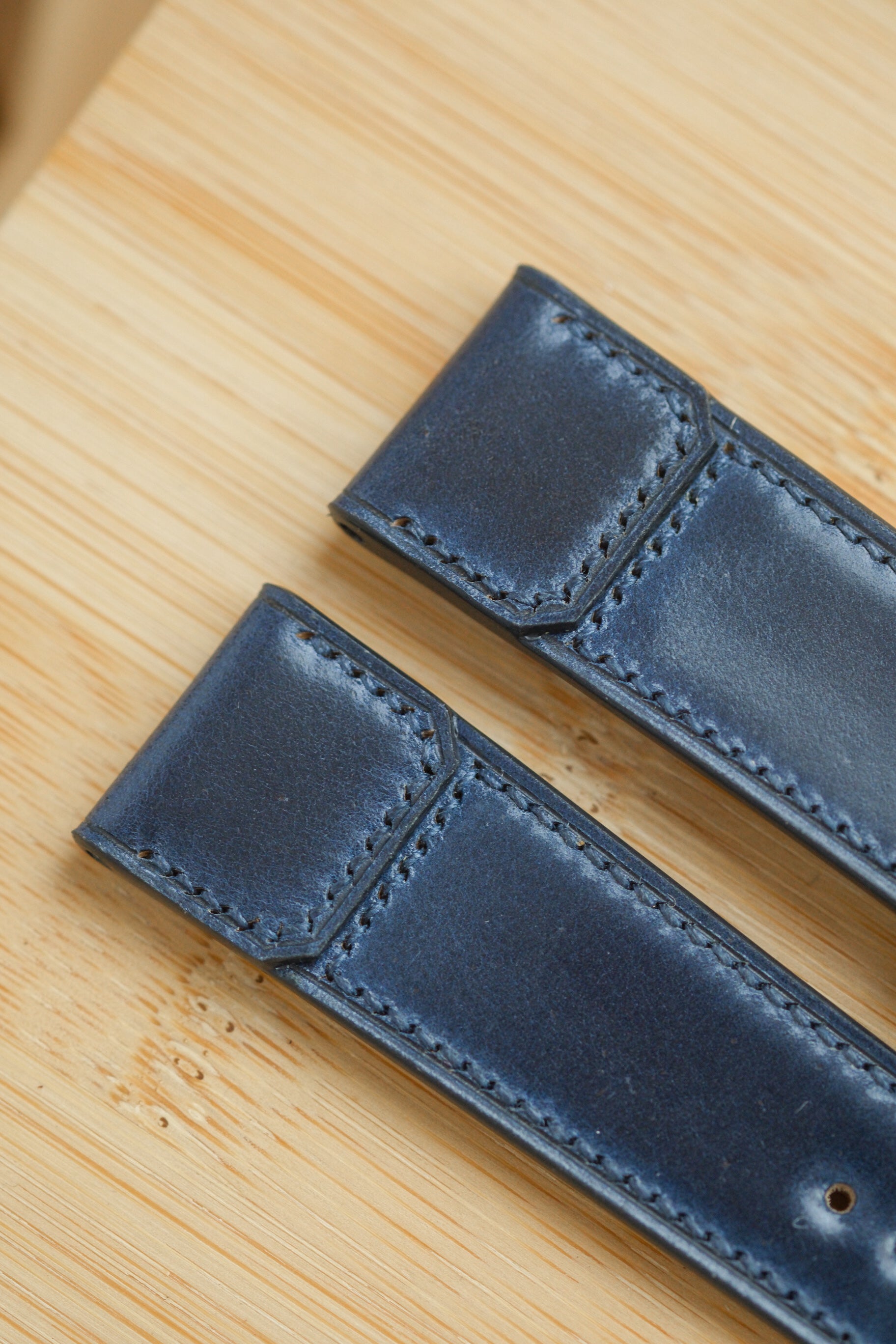 Navy Shell Cordovan Reverse Folded Strap