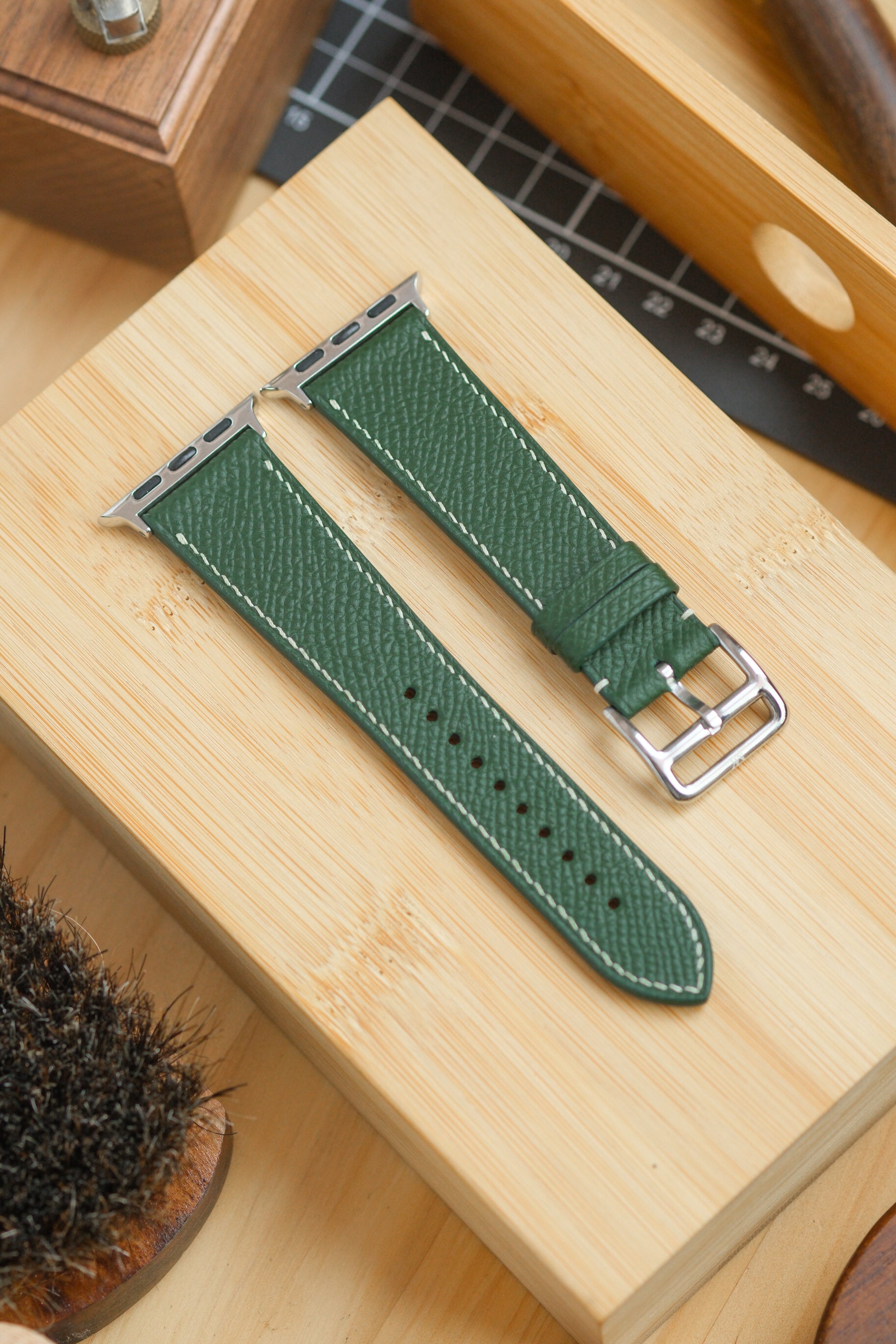 Dark Green Epsom Calfskin Apple Watch Strap