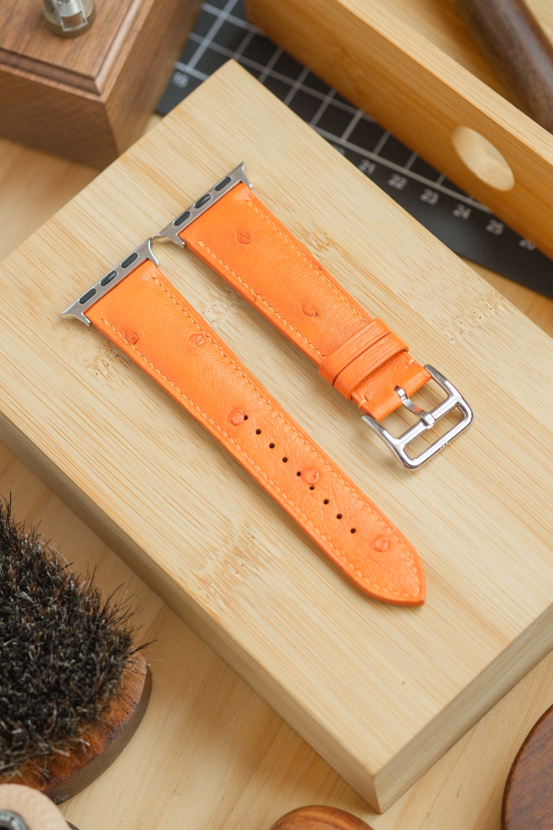 Orange Ostrich Belly Apple Watch Strap (Limited Edition)