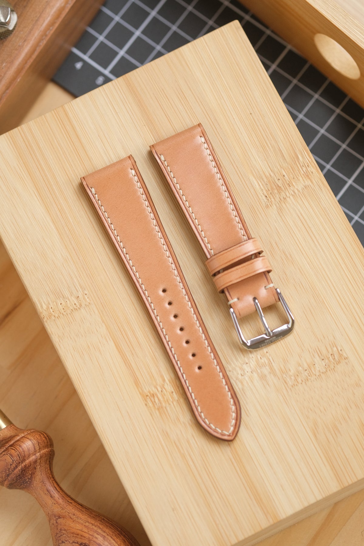 Shell Style Straps Natural Shell Cordovan Leather Strap